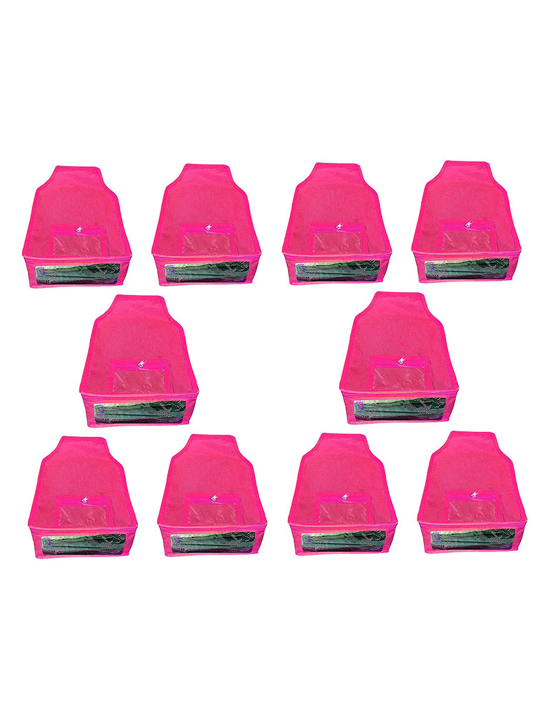 

atorakushon Set Of 10 Solid Non Woven Blouse Wardrobe Storage Bag, Pink