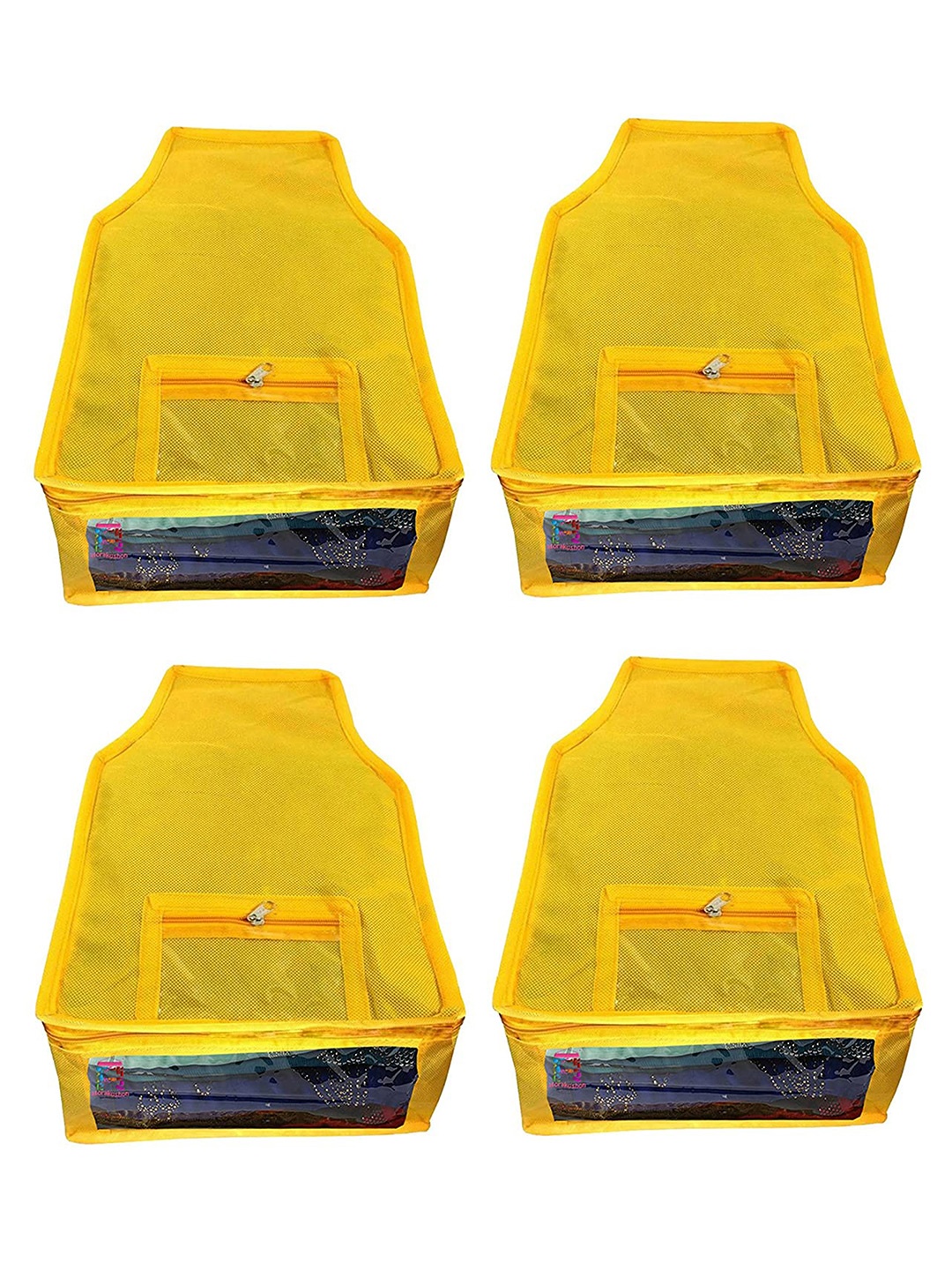 

atorakushon Set Of 4 Yellow Solid Wardrobe Cloth Organizer
