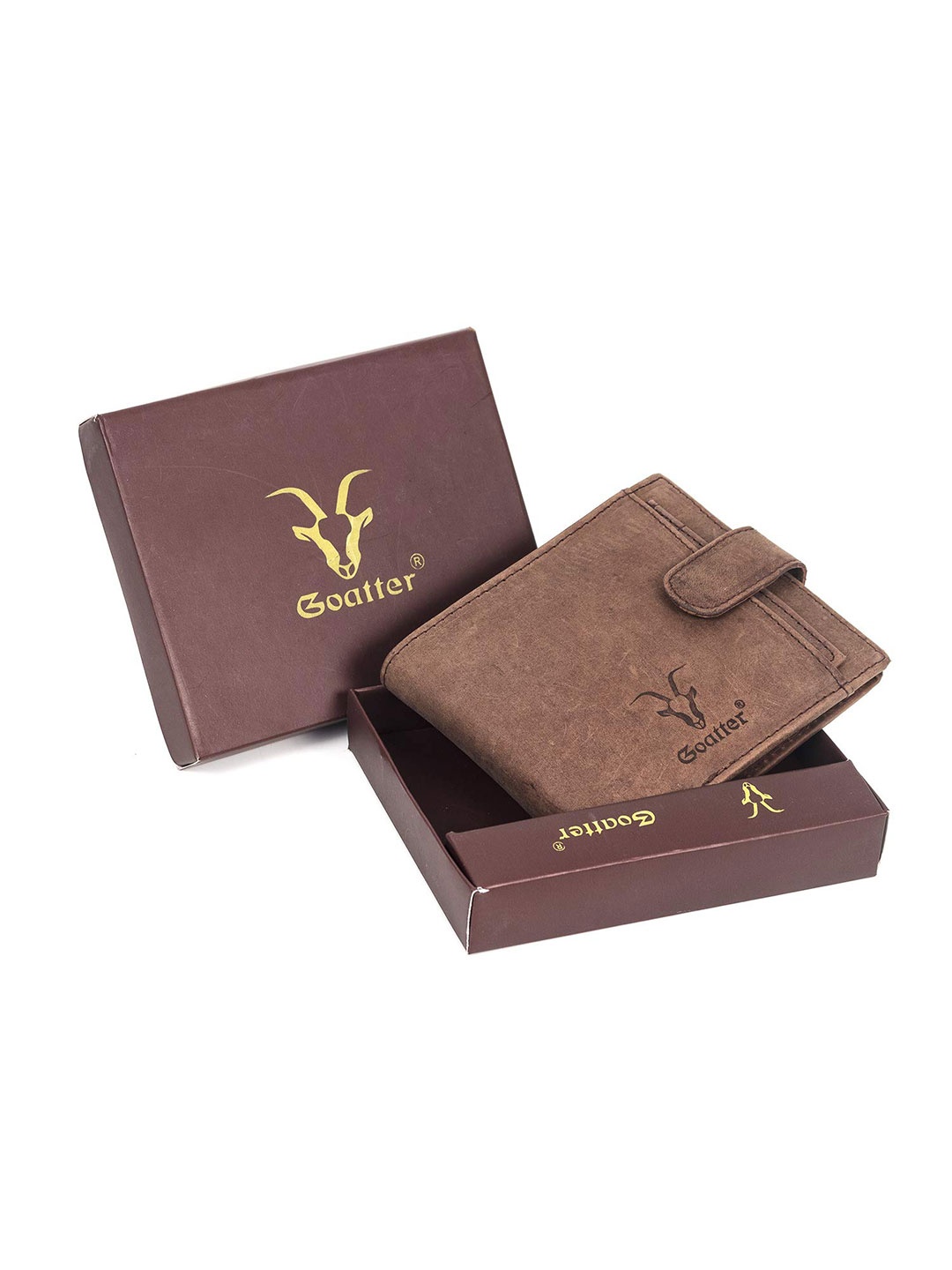 

Goatter Men Brown Leather Two Fold Wallet