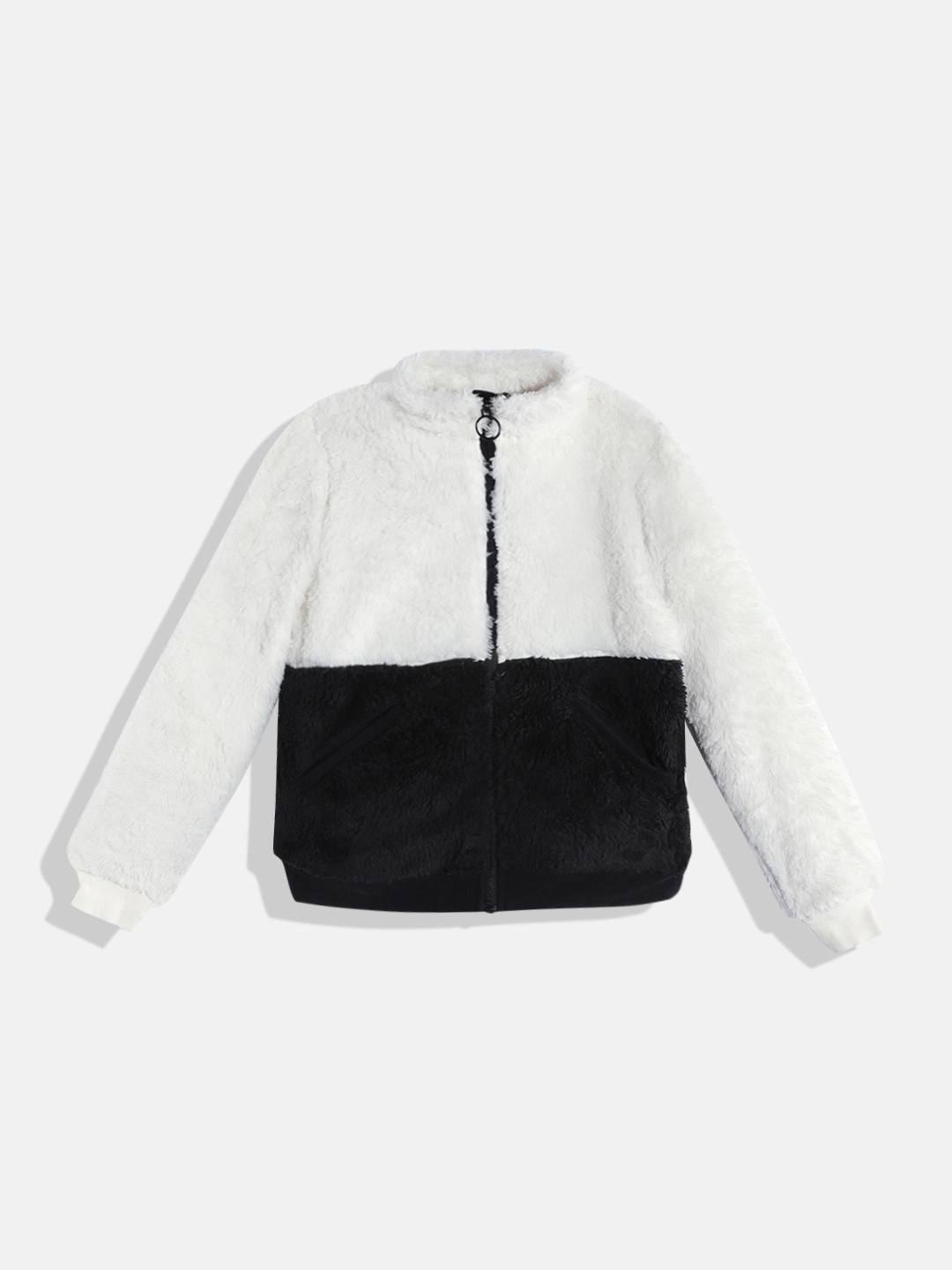 

Macy's Ideology Girls White Black Colourblocked Sherpa Jacket