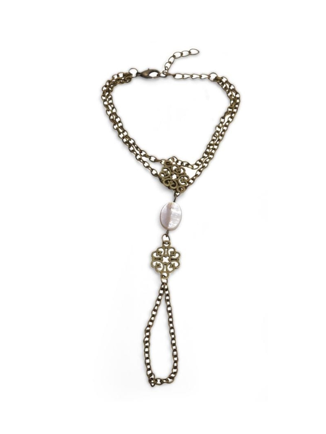 

FemNmas Women Gold Lace Ring Chain Bracelet