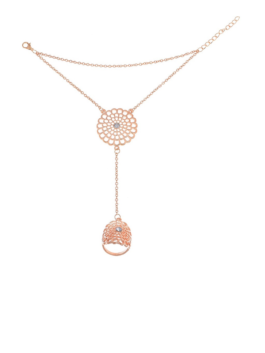 

FemNmas Women Gold Flower Ring Bracelet