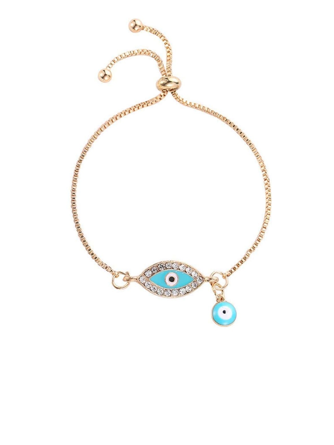 

FemNmas Women Gold-Toned & White Gold-Plated Evil Eye Charm Bracelet