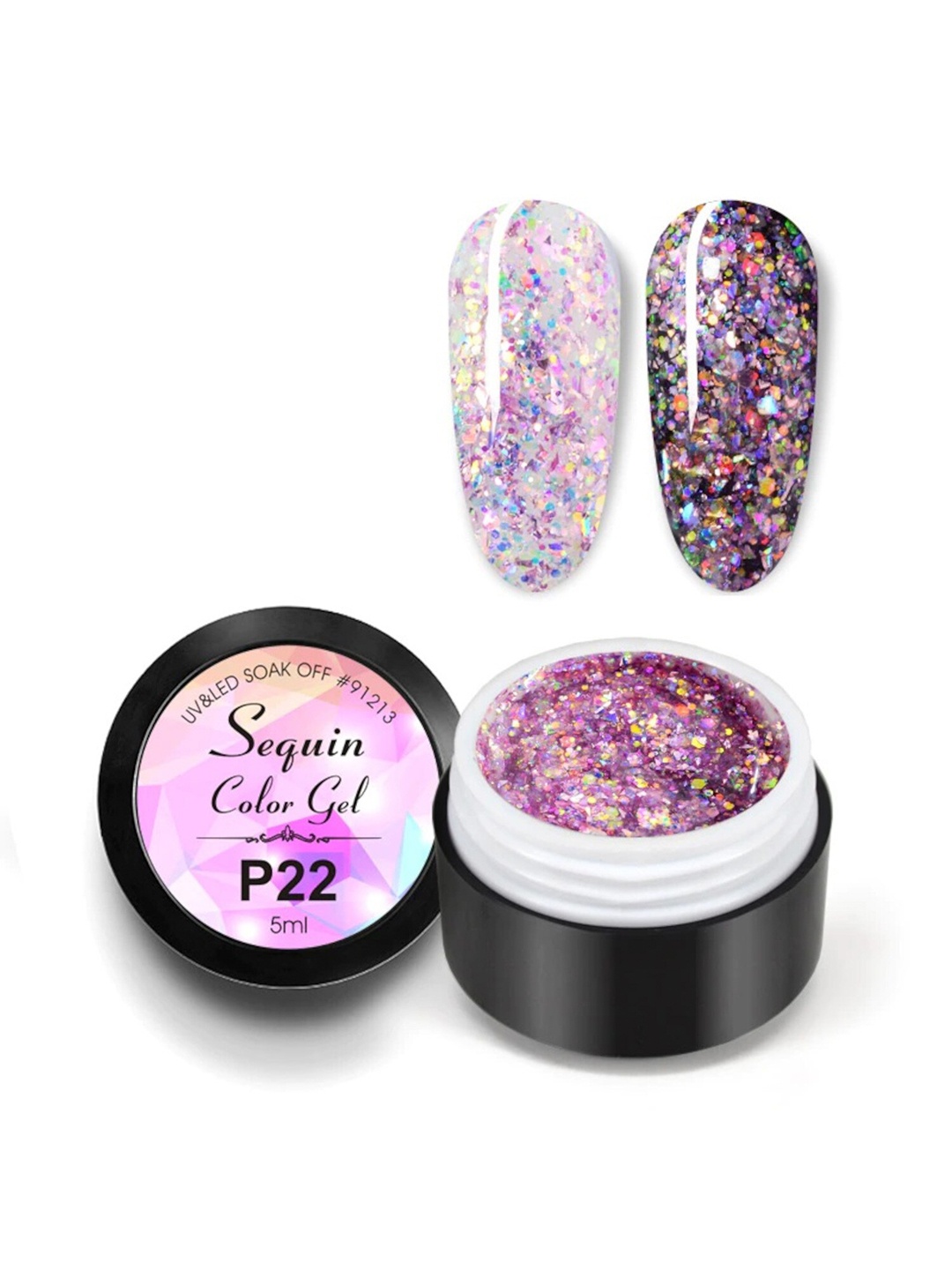 

VENALISA Peacock Foil Sequin Gel Glitter Color Gel Nail Polish 5 ml - P22, Multi