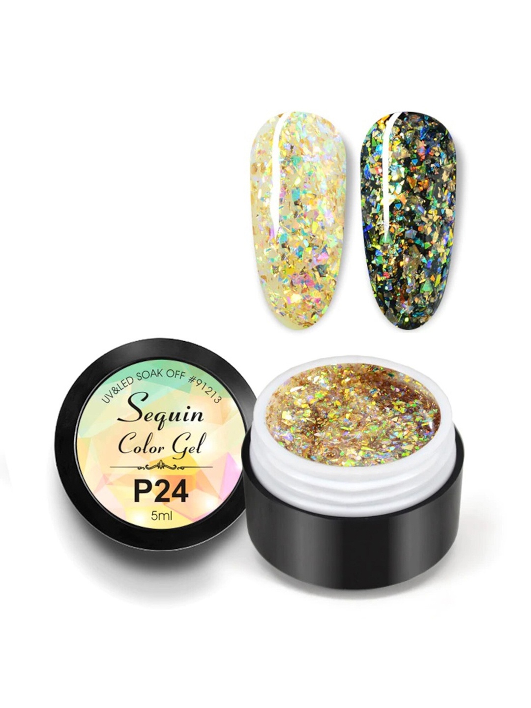 

VENALISA Peacock Foil Sequin Gel Glitter Color Gel Nail Polish 5 ml - P24, Multi