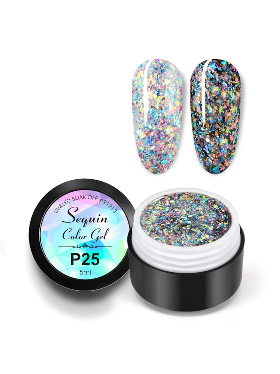 

VENALISA Peacock Foil Sequin Glitter Gel Nail Polish 5 ml - P25, Multi