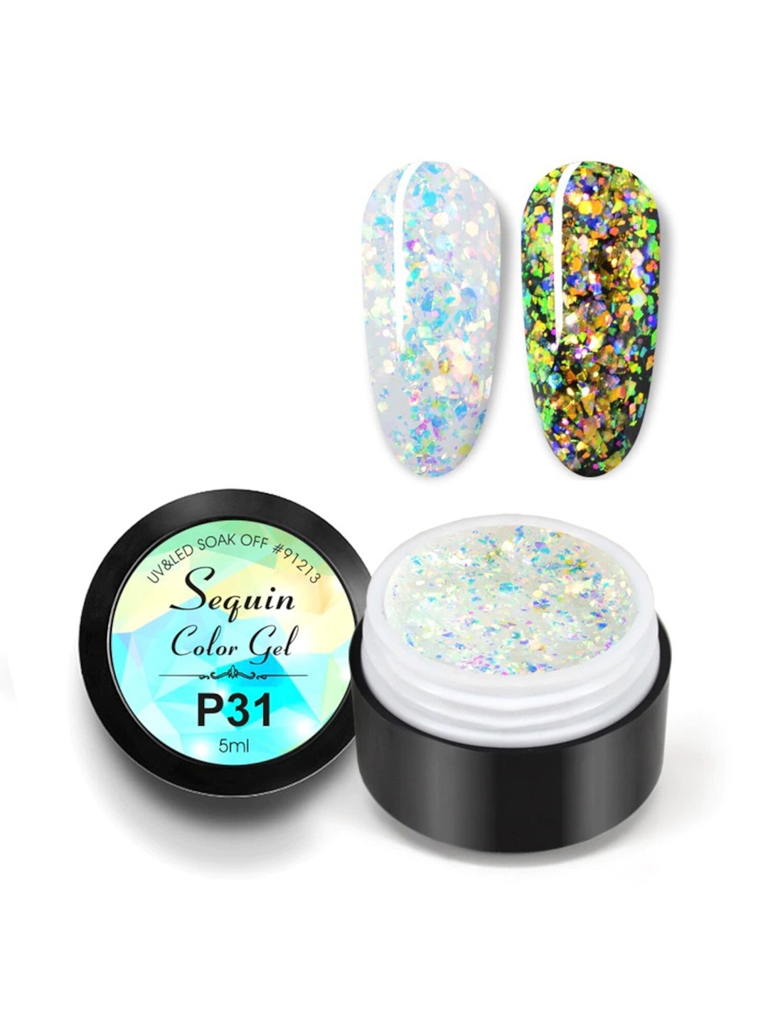 VENALISA Peacock Foil Sequin Glitter Gel Nail Polish 5 ml - P31, Multi