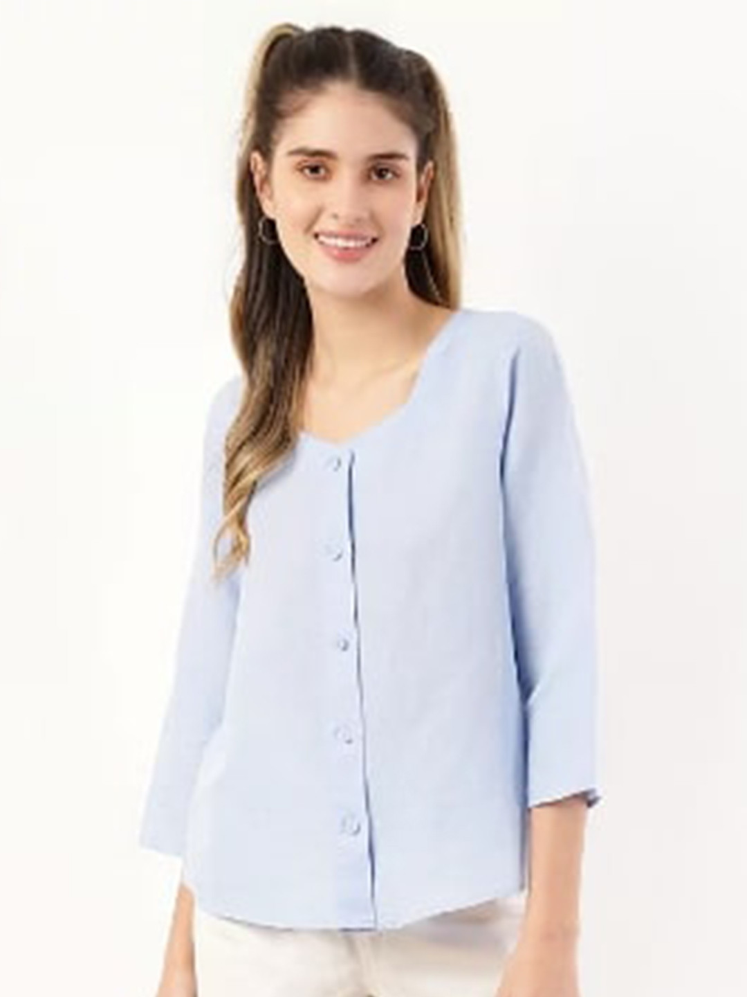 

Marks & Spencer Women Blue Classic Casual Shirt