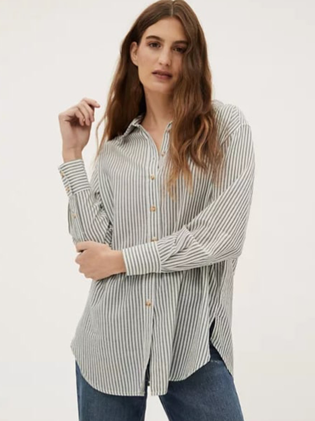 

Marks & Spencer Women Khaki Classic Casual Shirt