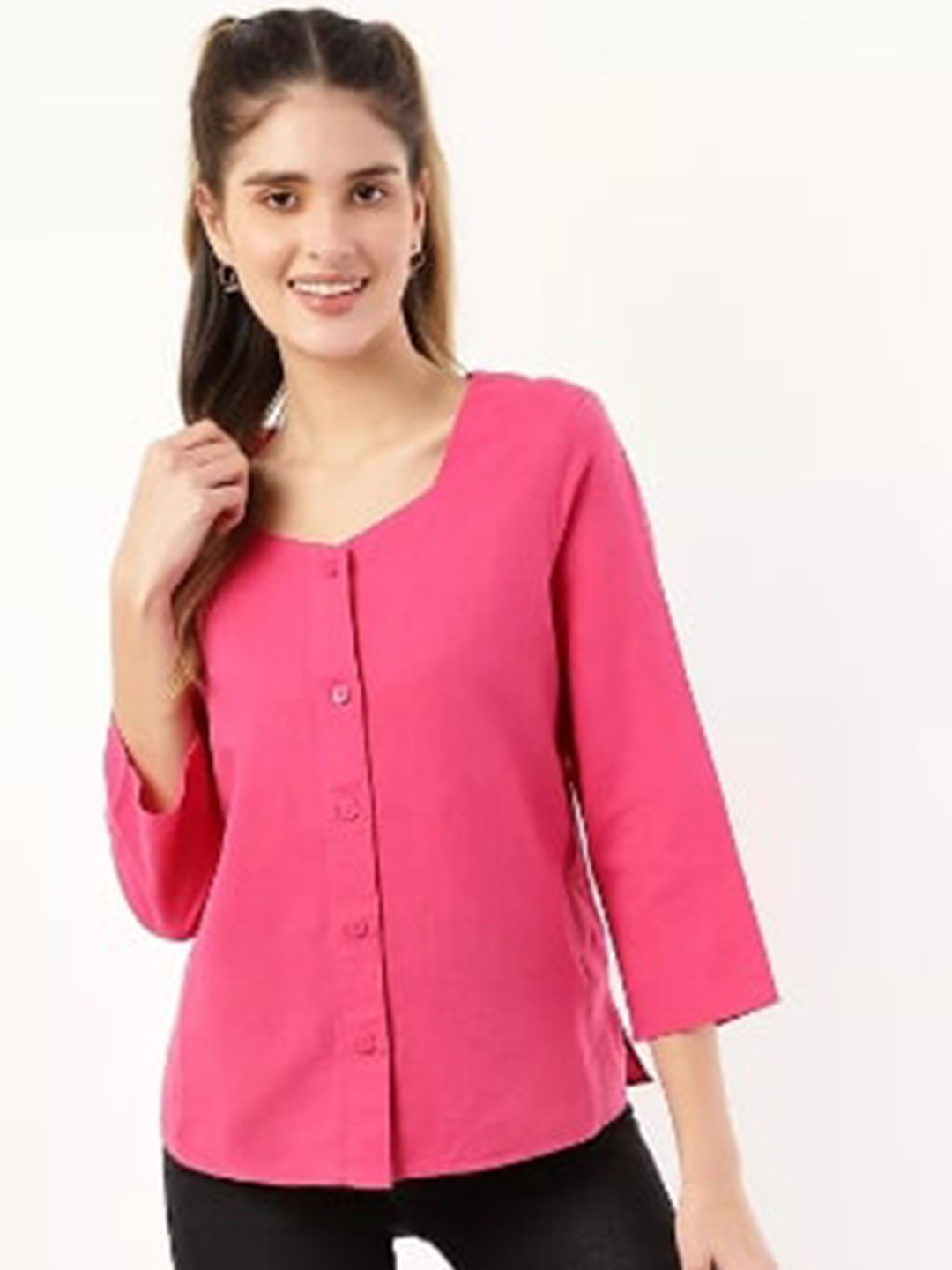 

Marks & Spencer Women Pink Classic Casual Shirt