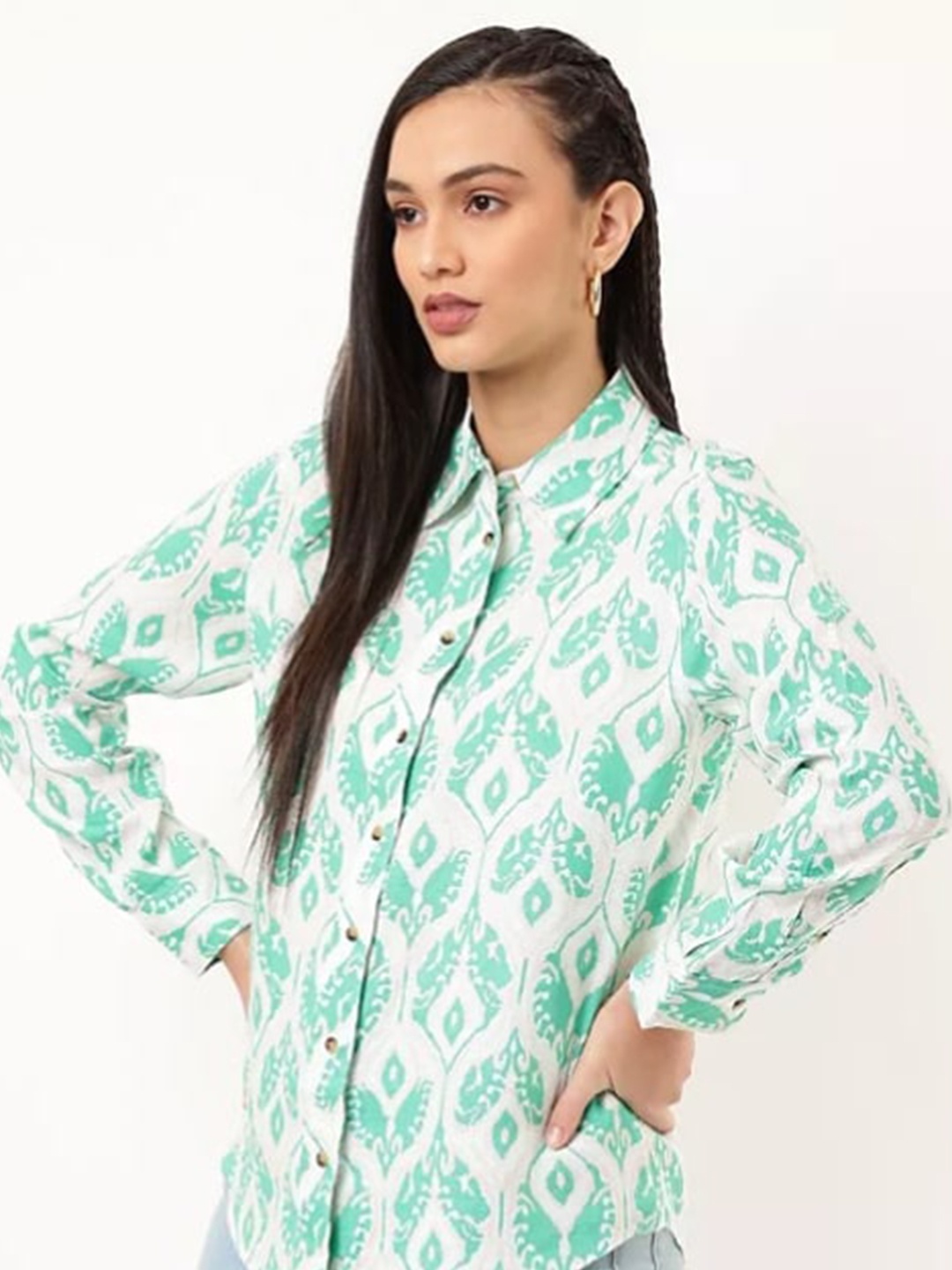 

Marks & Spencer Women Green Classic Floral Printed Casual Shirt