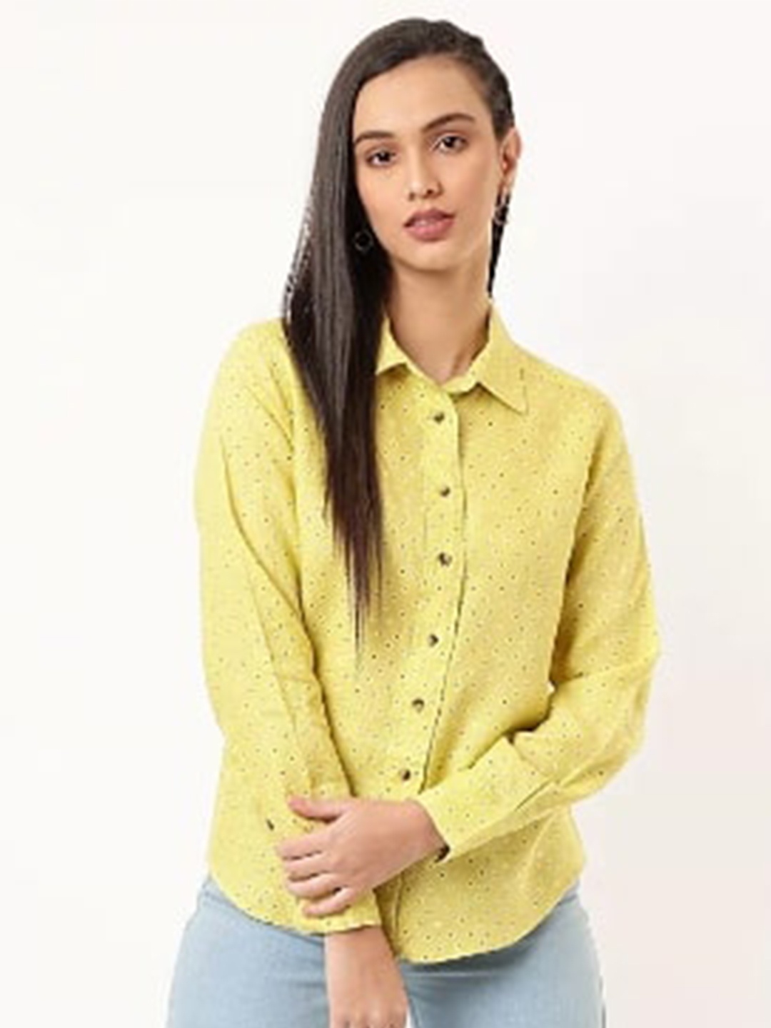 

Marks & Spencer Women Green Classic Casual Shirt