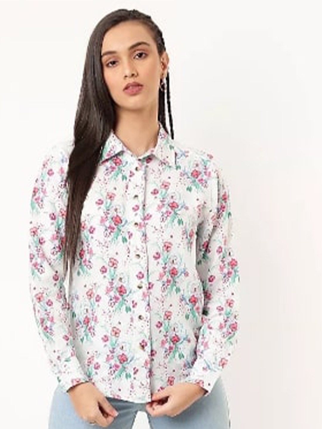 

Marks & Spencer Women Cream-Coloured Classic Striped Casual Shirt