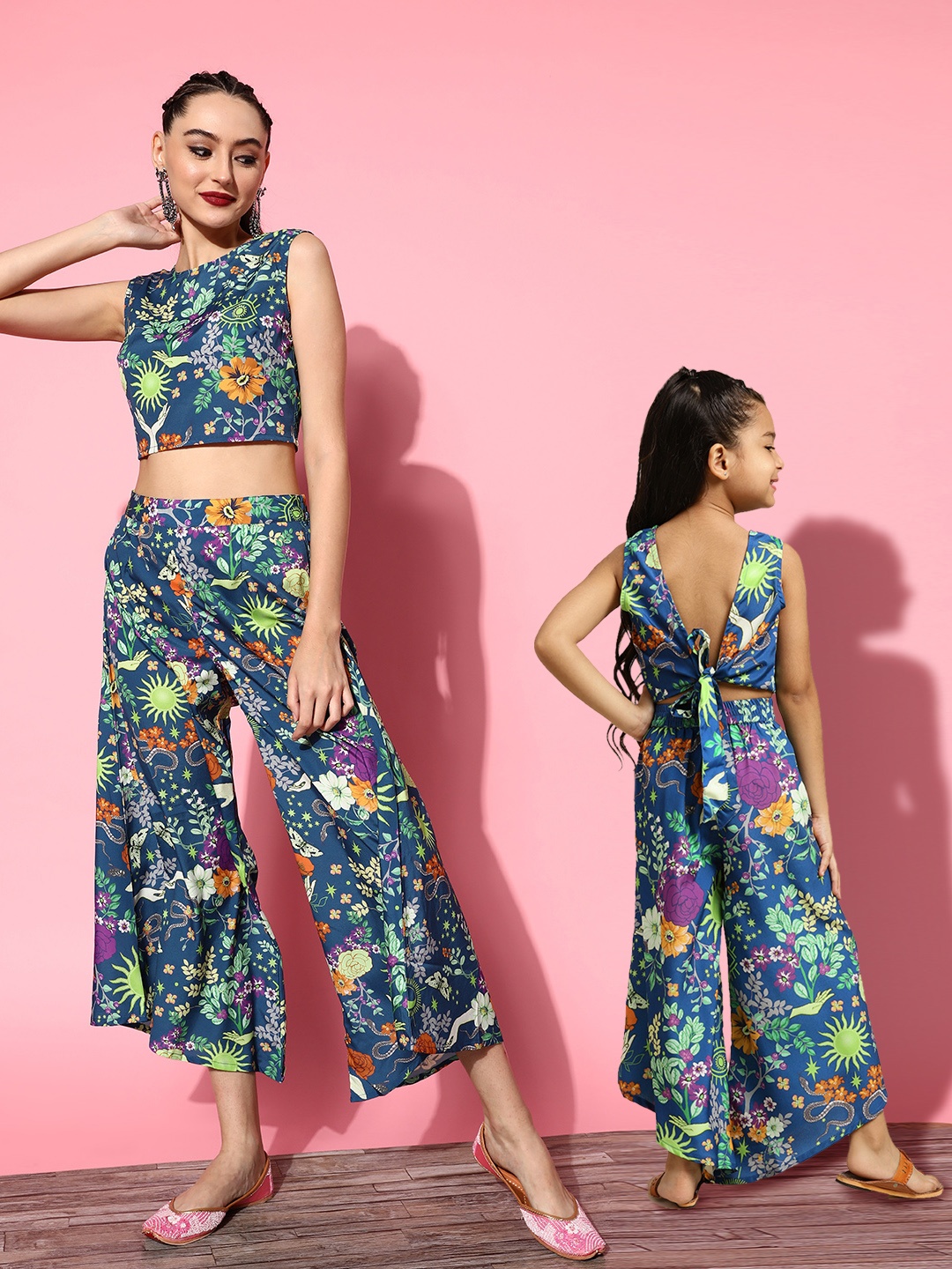 

Sangria Women Teal Blue & Purple Printed Co-Ords