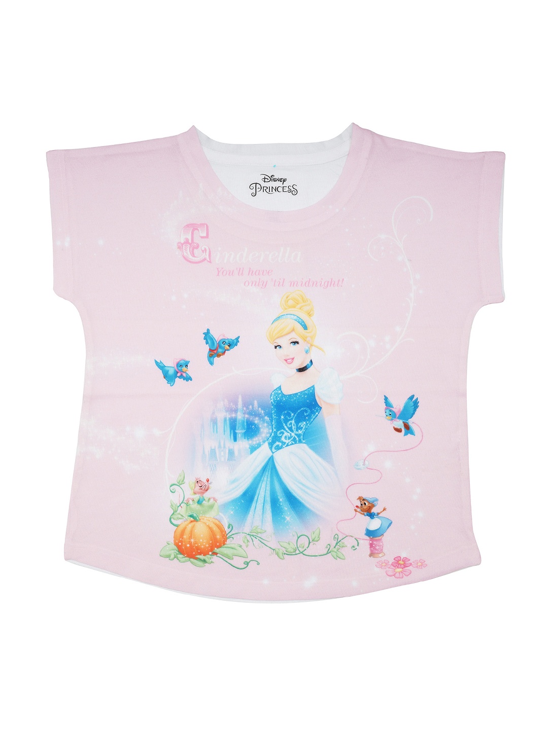 

Disney by Wear Your Mind Girls Pink & White Disney Princess Printed Top