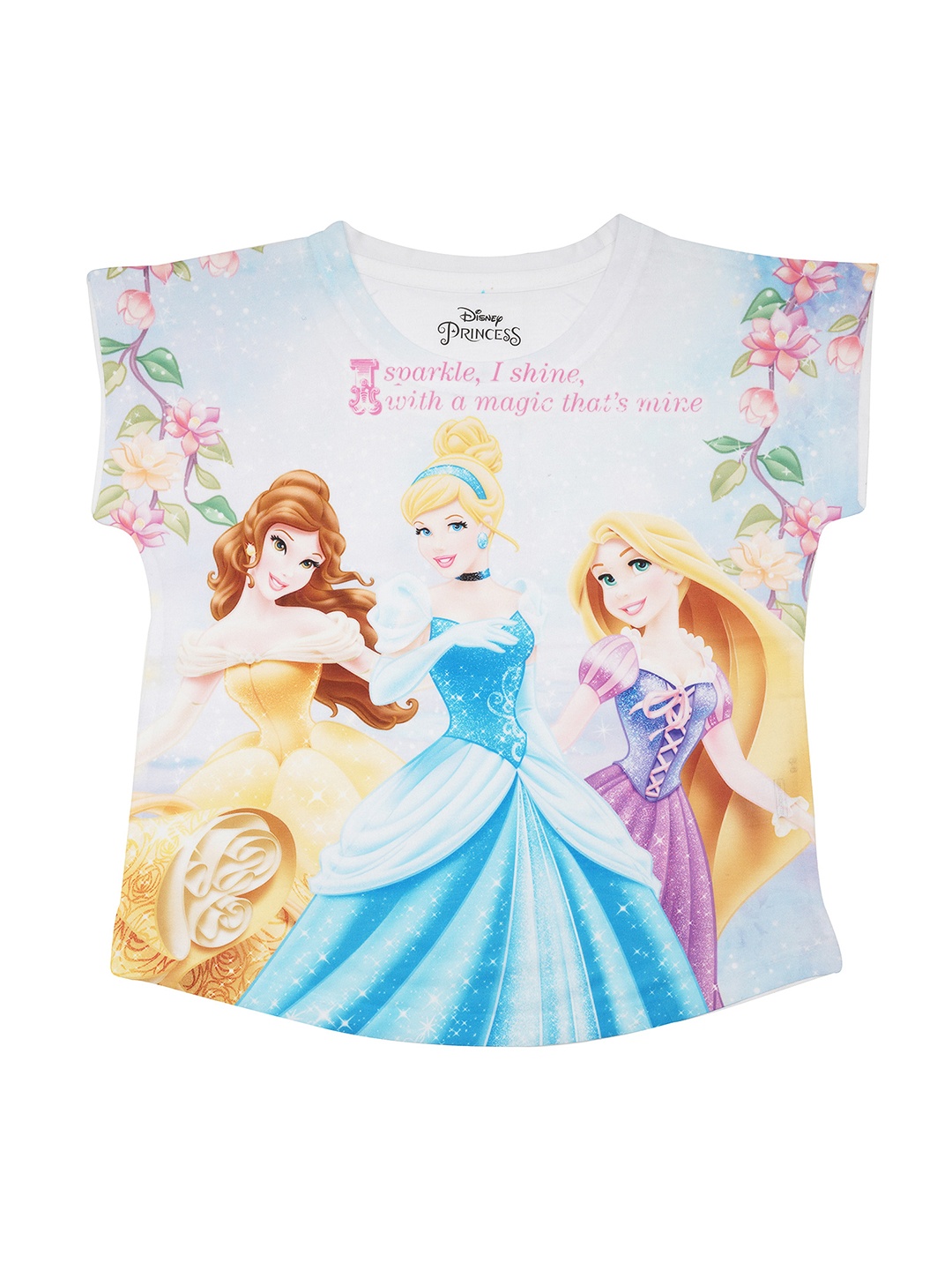 

Disney by Wear Your Mind Girls Blue & White Disney Princess Printed Top