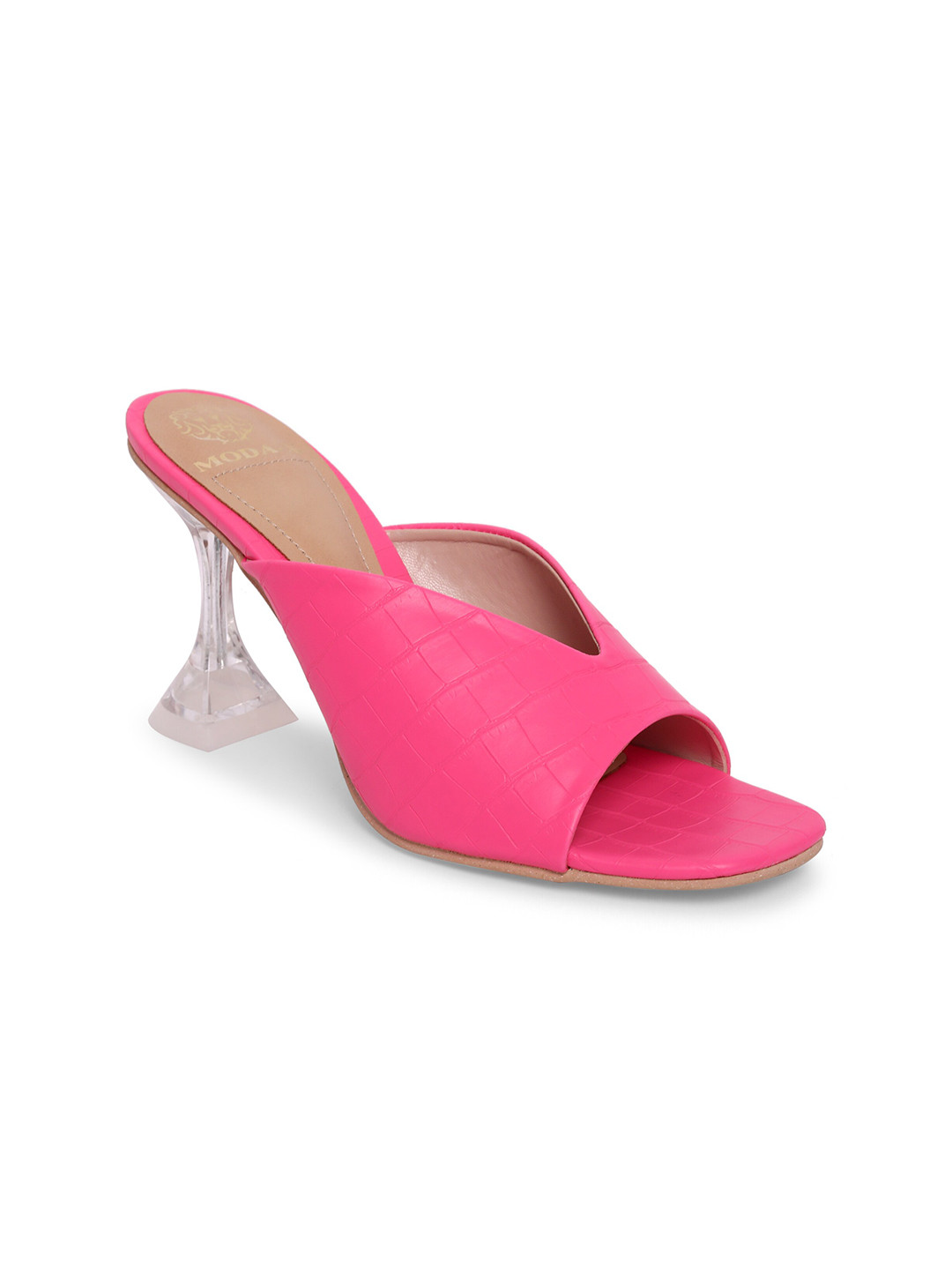 

MODA-X Pink Solid Transparent Heel Sandals