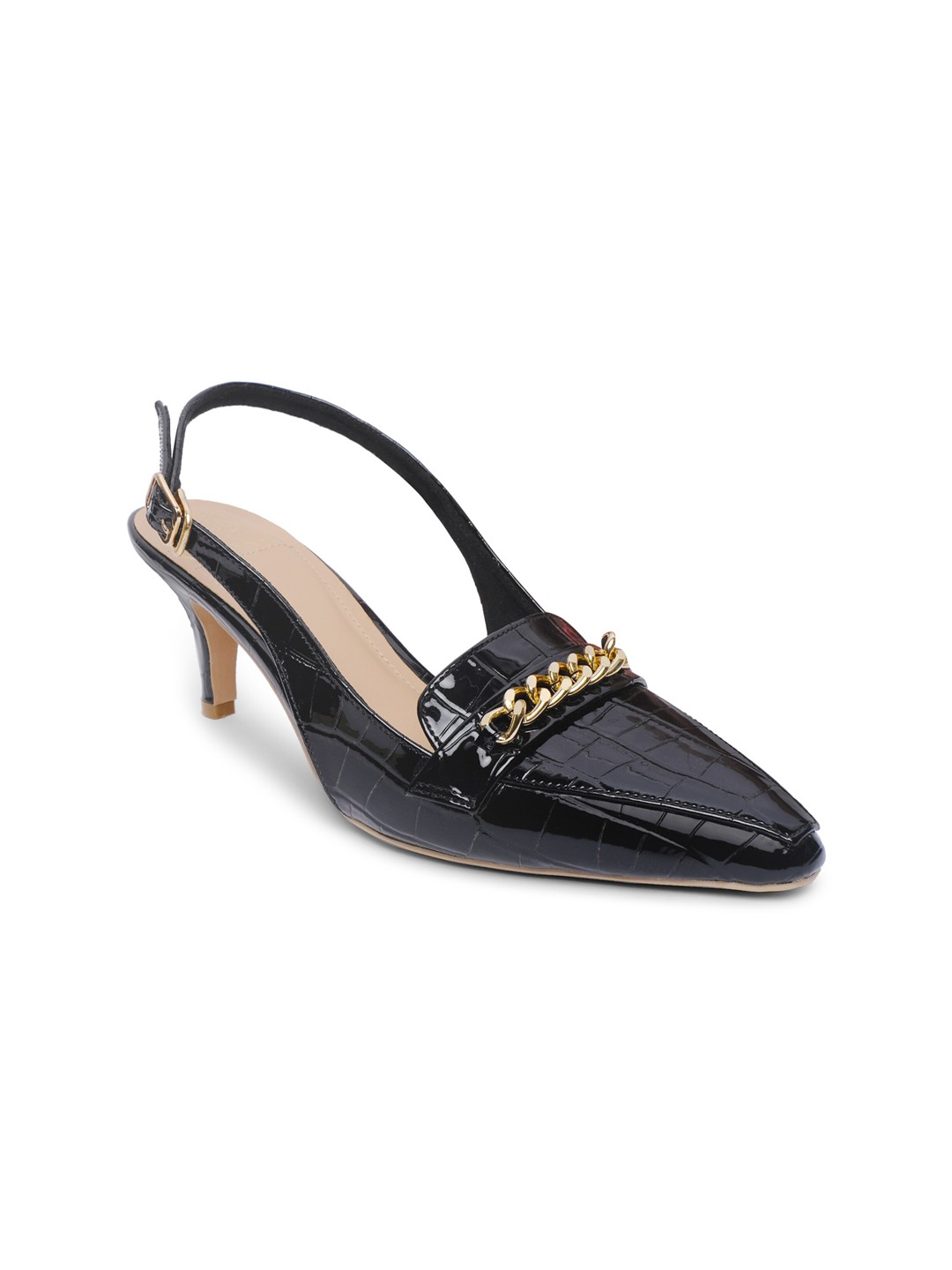 

MODA-X Black Stiletto Sandals with Buckles