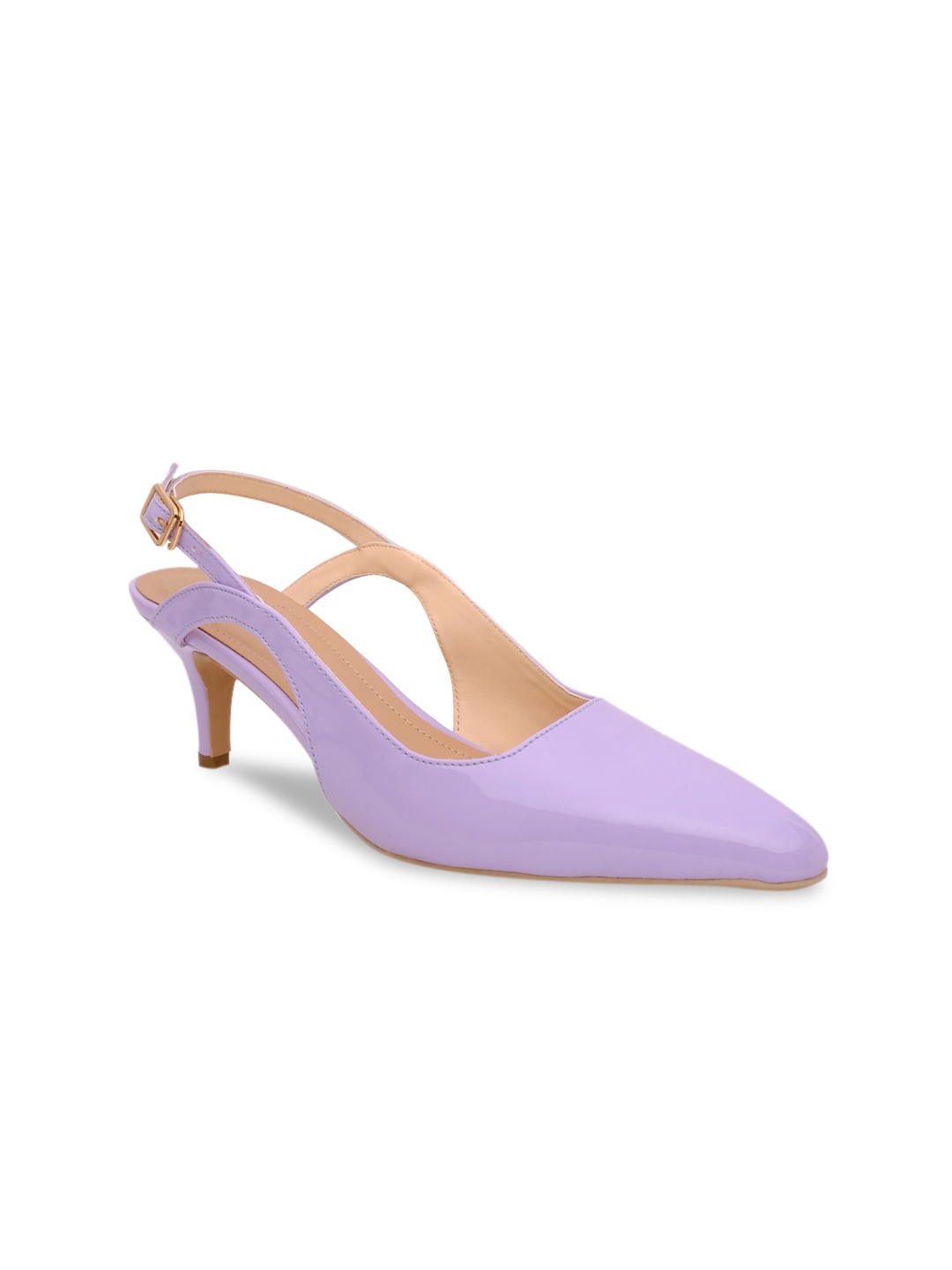

MODA-X Lavender Colourblocked Block Peep Toes with Buckles