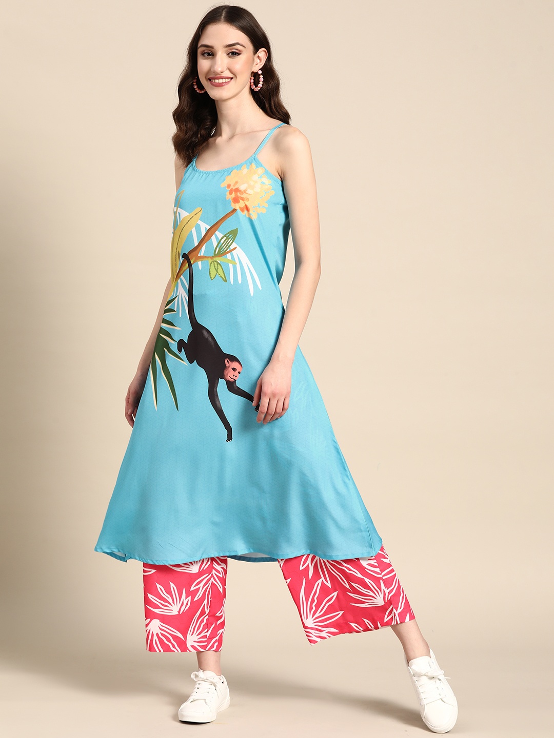 

Sangria Women Ethnic Motifs Printed Kurta with Palazzos, Blue