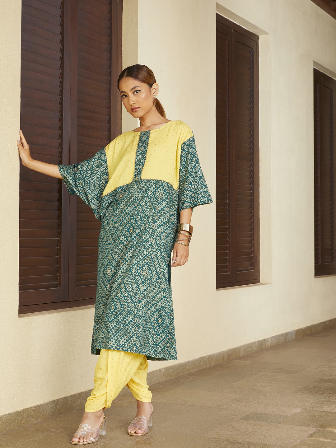 

Sangria Women Green Ethnic Motifs Printed Kurta with Dhoti Pants