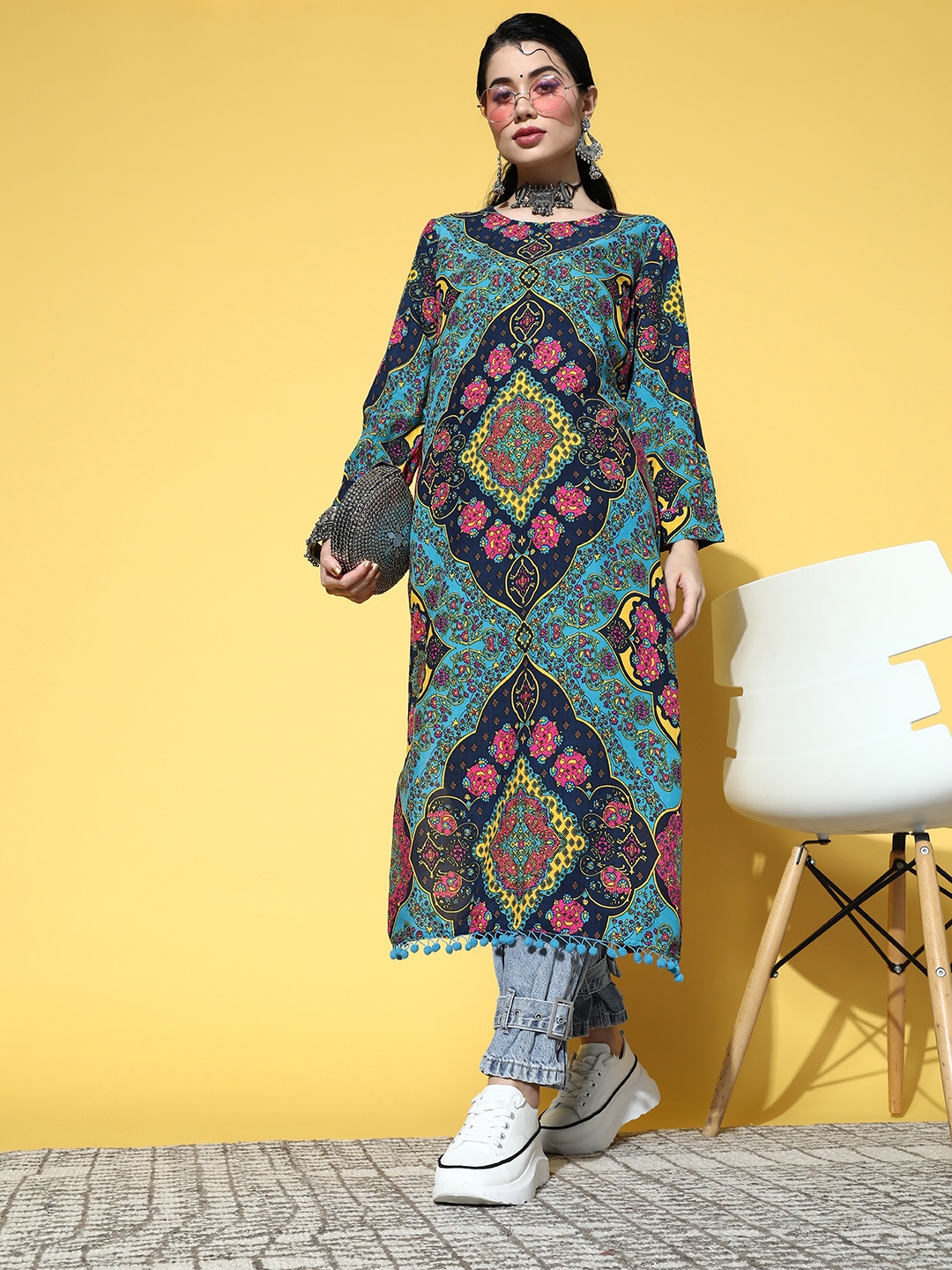 

Sangria Women Blue Edgy Boheme Kurta