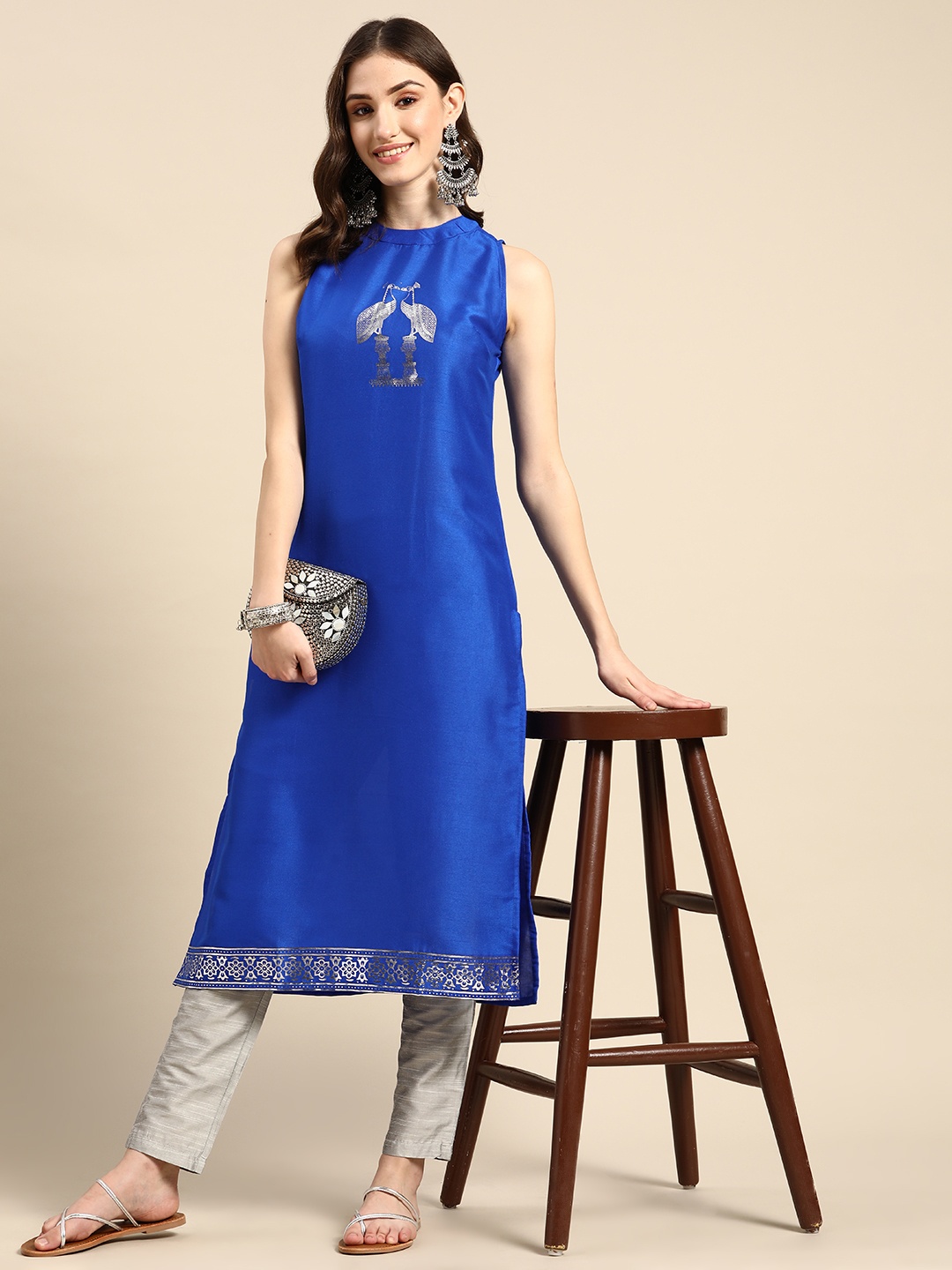 

Sangria Women Blue Ethnic Motifs Printed Kurta