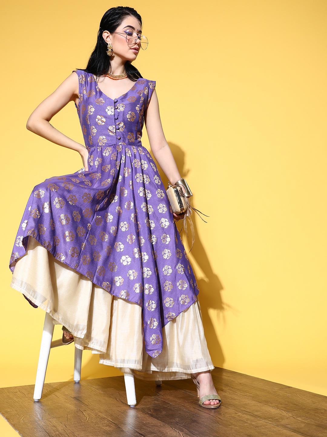 

Sangria Women Purple Asymmetrical Kurta