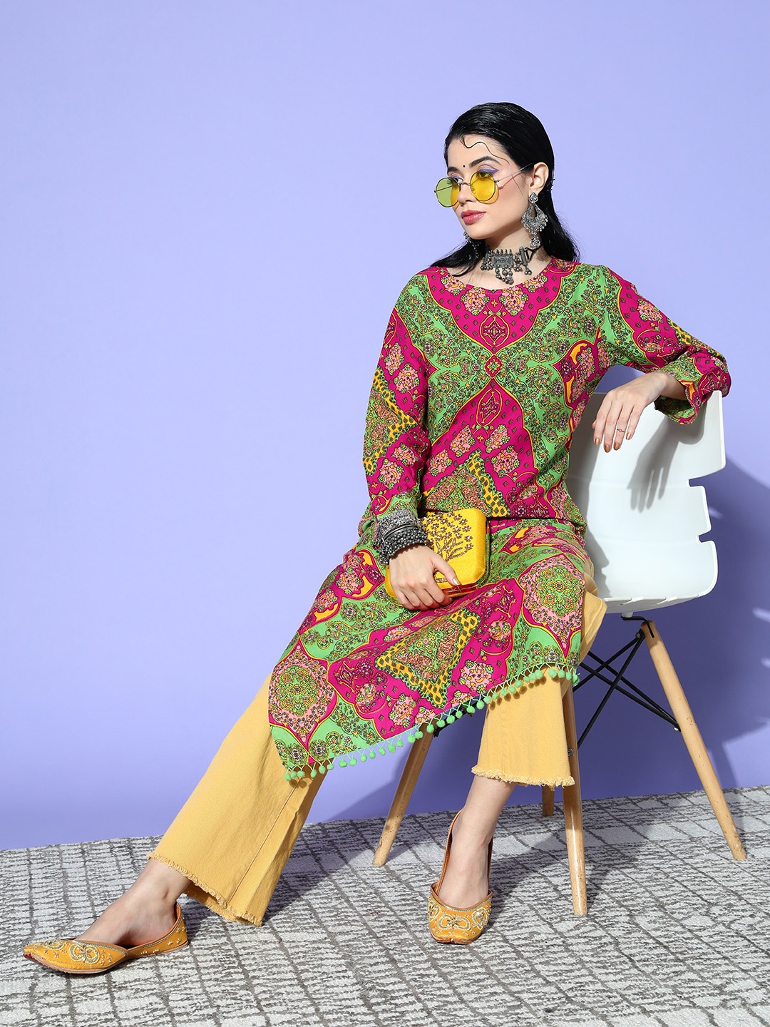 

Sangria Women Green Edgy Boheme Kurta