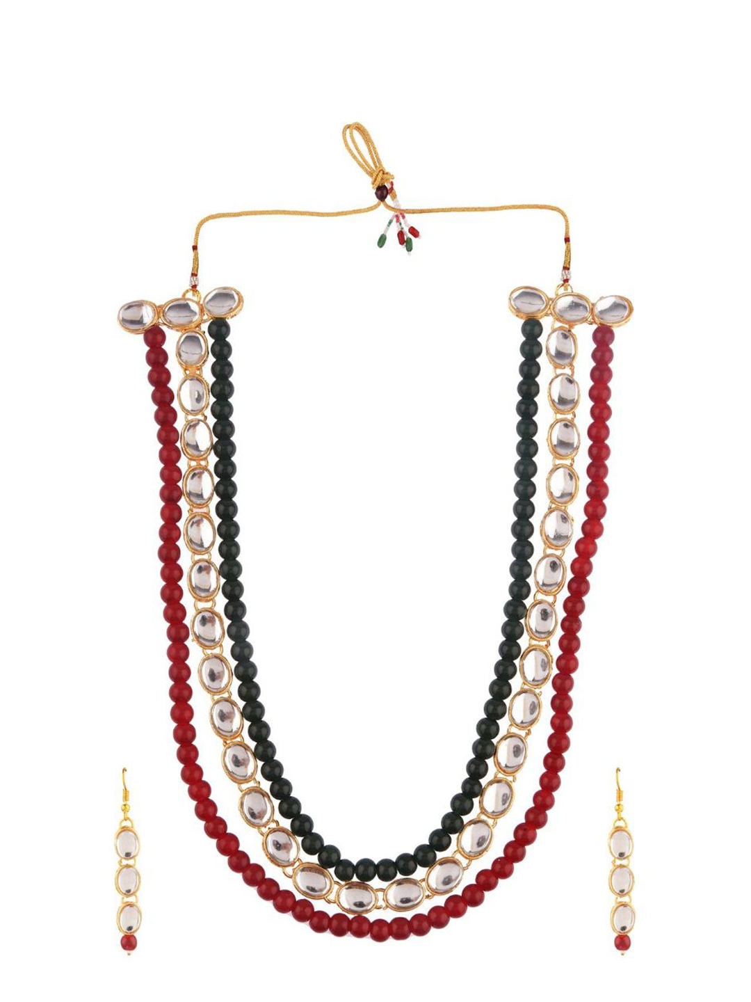 

Efulgenz Multicolored Beaded & Studded Layered Jewellery Set, Multi