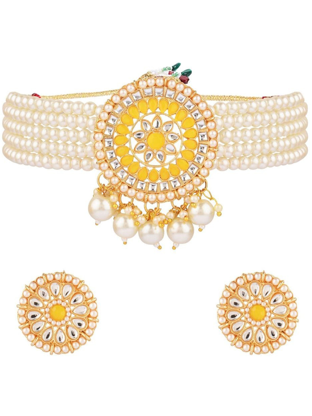 

Efulgenz Gold-Plated Beaded Pearl Choker Necklace Set