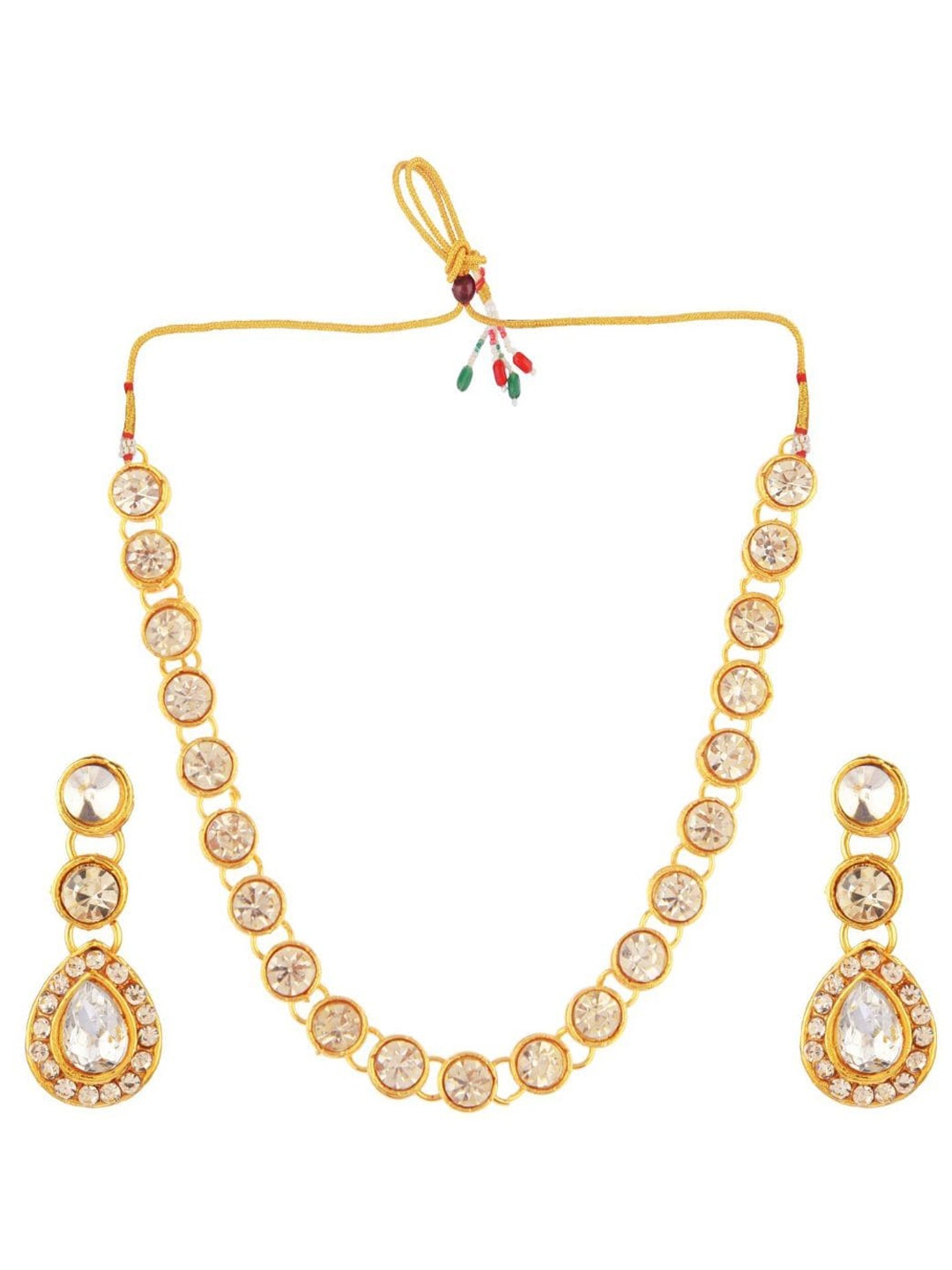 

Efulgenz Gold-Plated White Crystal Stone Studded Jewellery Set