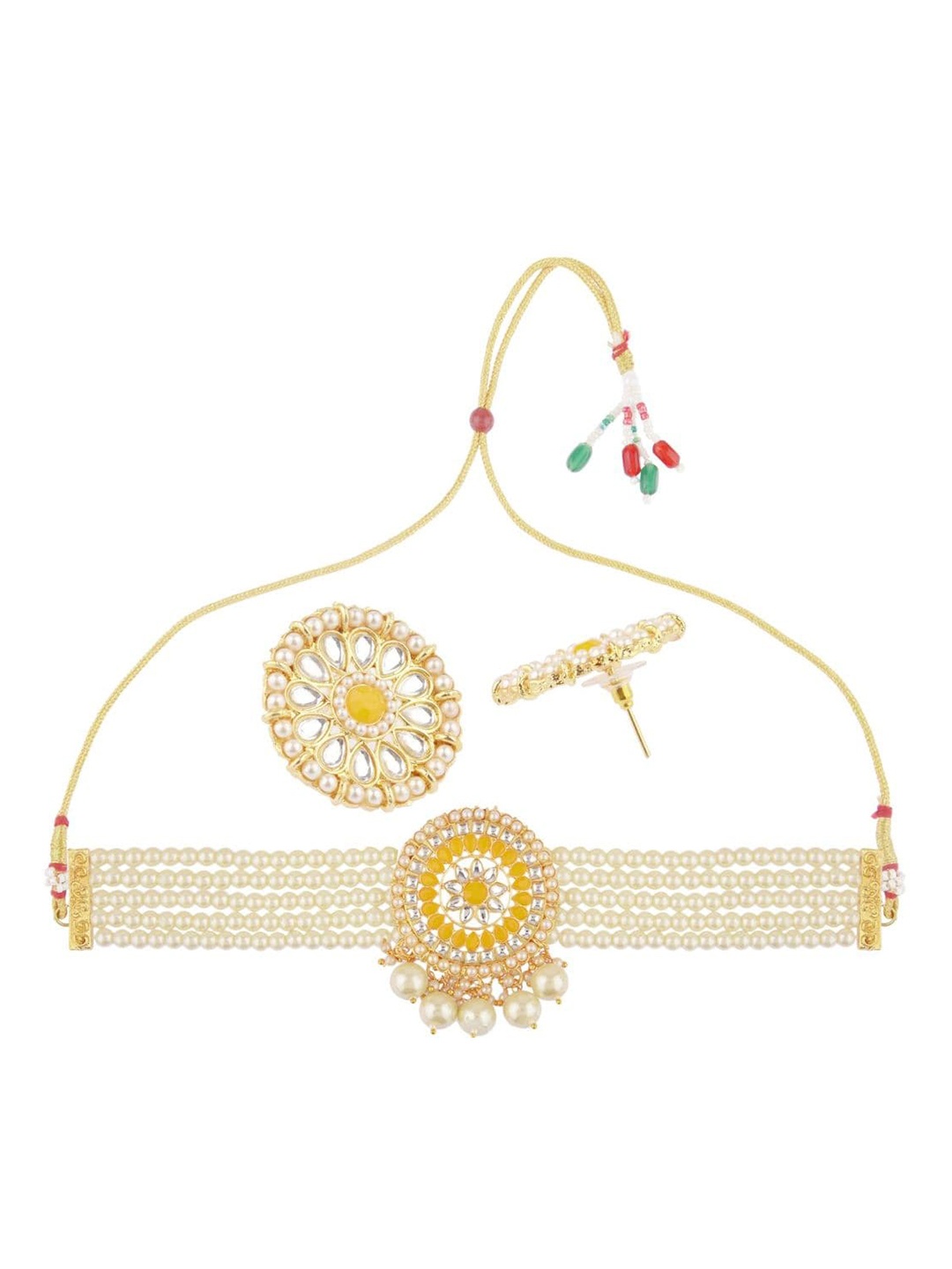 

Efulgenz Gold-Plated Yellow Pearl Beaded Choker Jewellery Set