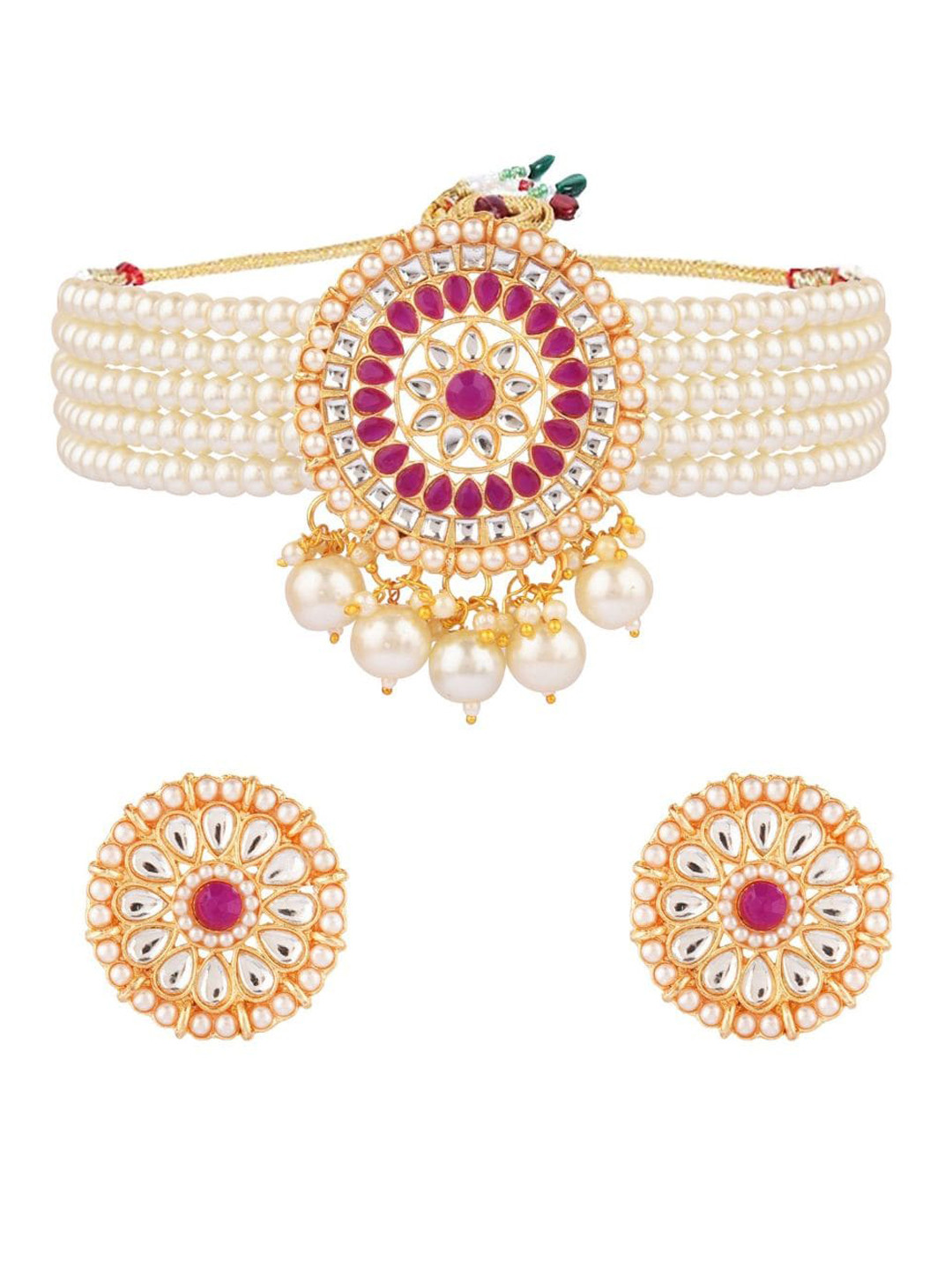 

Efulgenz Pink Gold-Plated Beaded Choker Jewelry Set