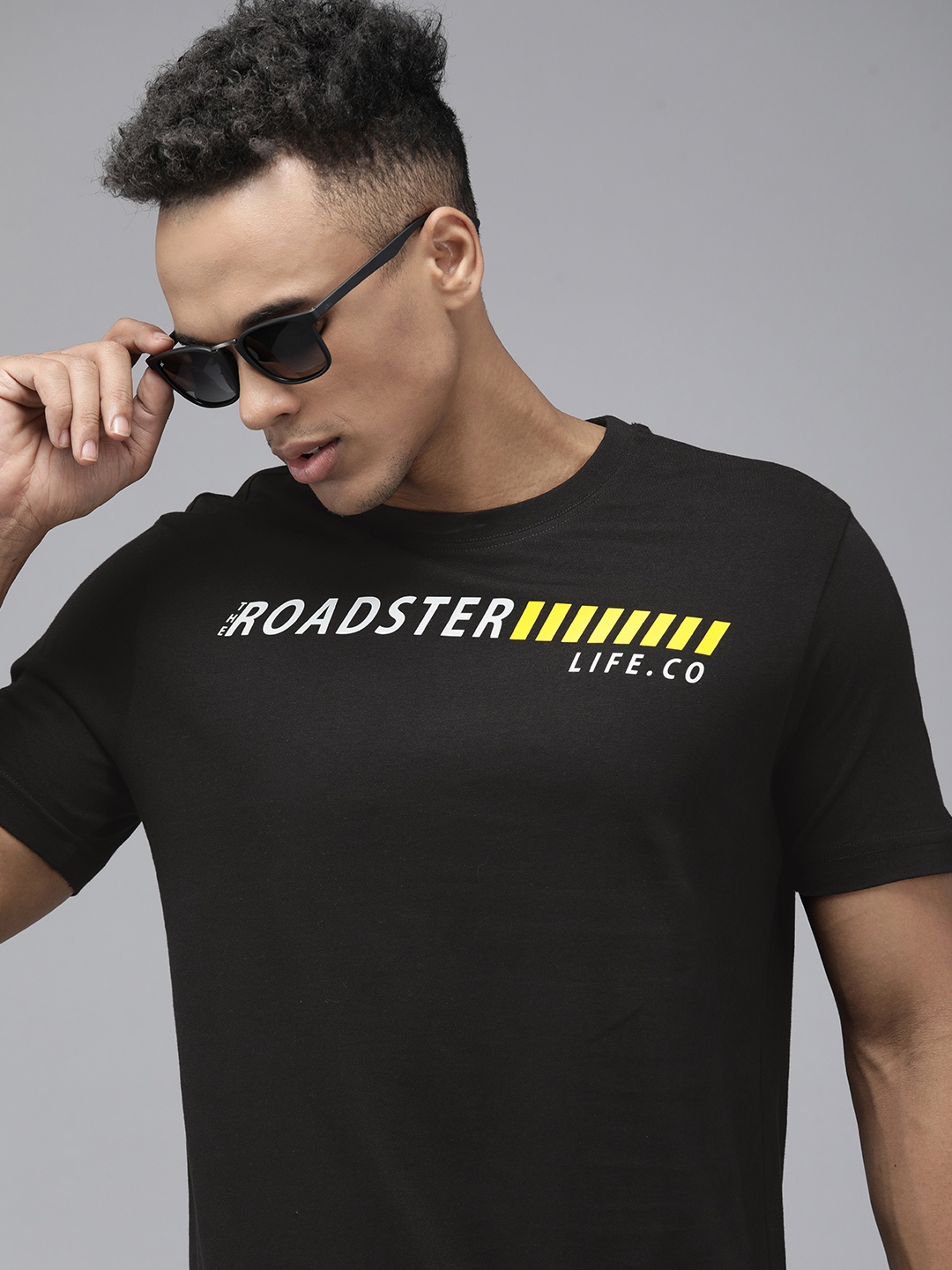 

Roadster Men Black Typography Printed Pure Cotton T-shirt