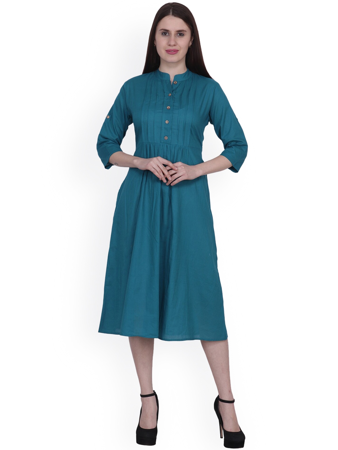 

Frempy Women Green Thread Work Aline Kurta
