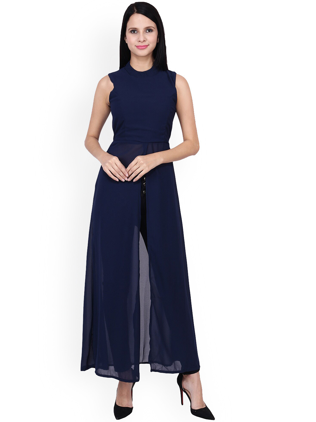 

Frempy Women Navy Blue Georgette Kurta