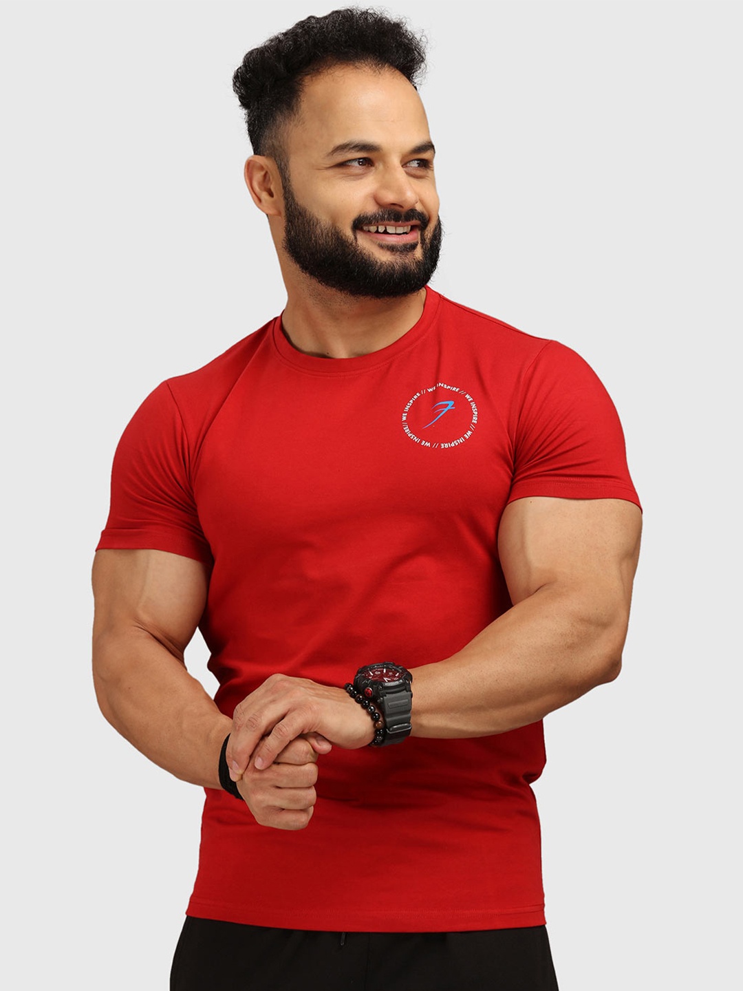 FUAARK Men Maroon Printed Cotton T-shirt