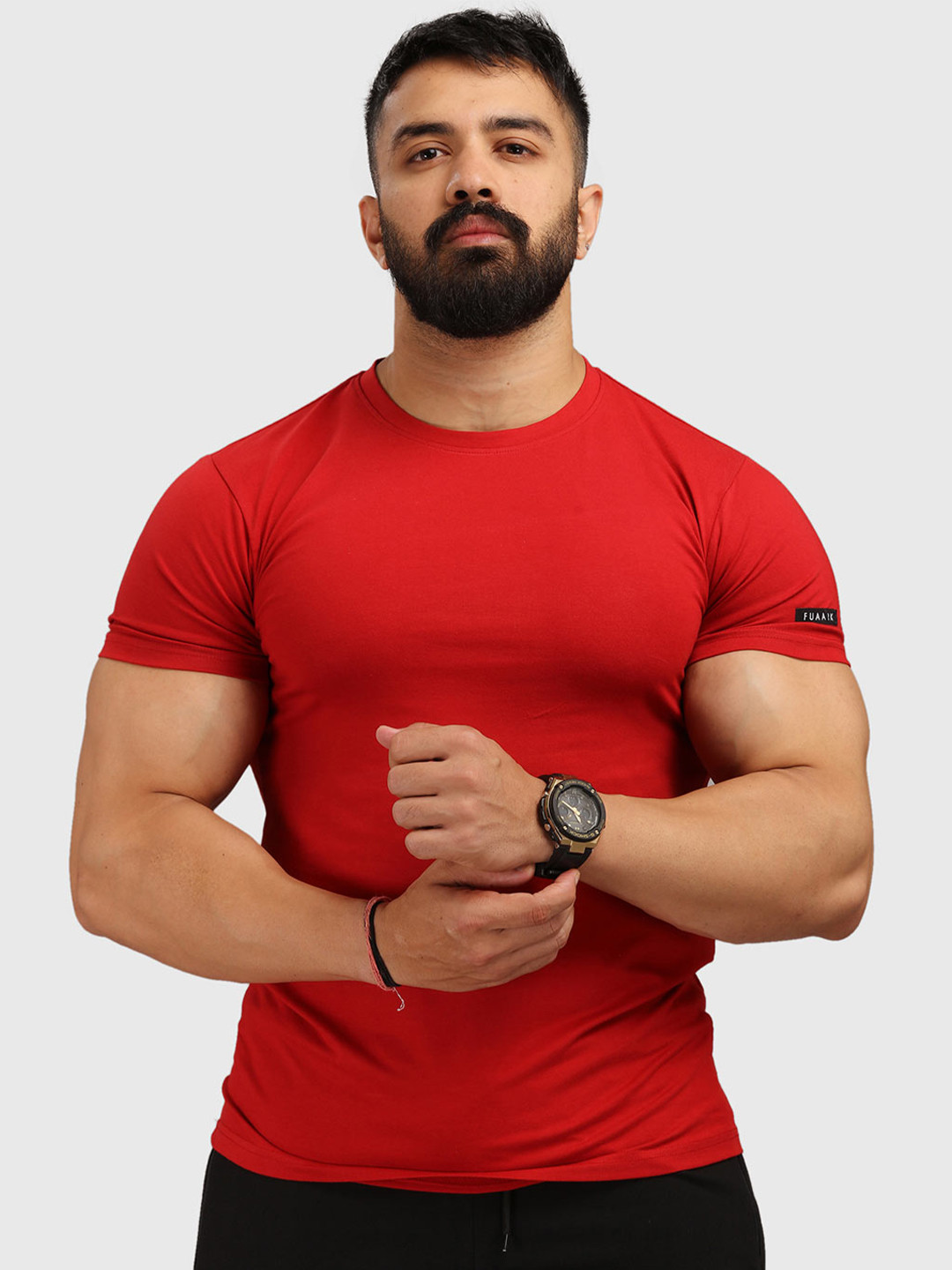 

FUAARK Men Maroon & spartan crimson Slim Fit T-shirt