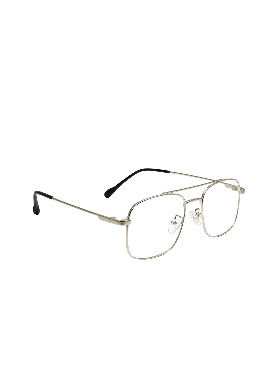 

Peter Jones Eyewear Unisex Silver-Toned & Black Full Rim Square Frames