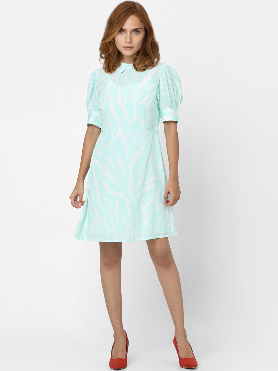 

Vero Moda Green Printed A-Line Dress