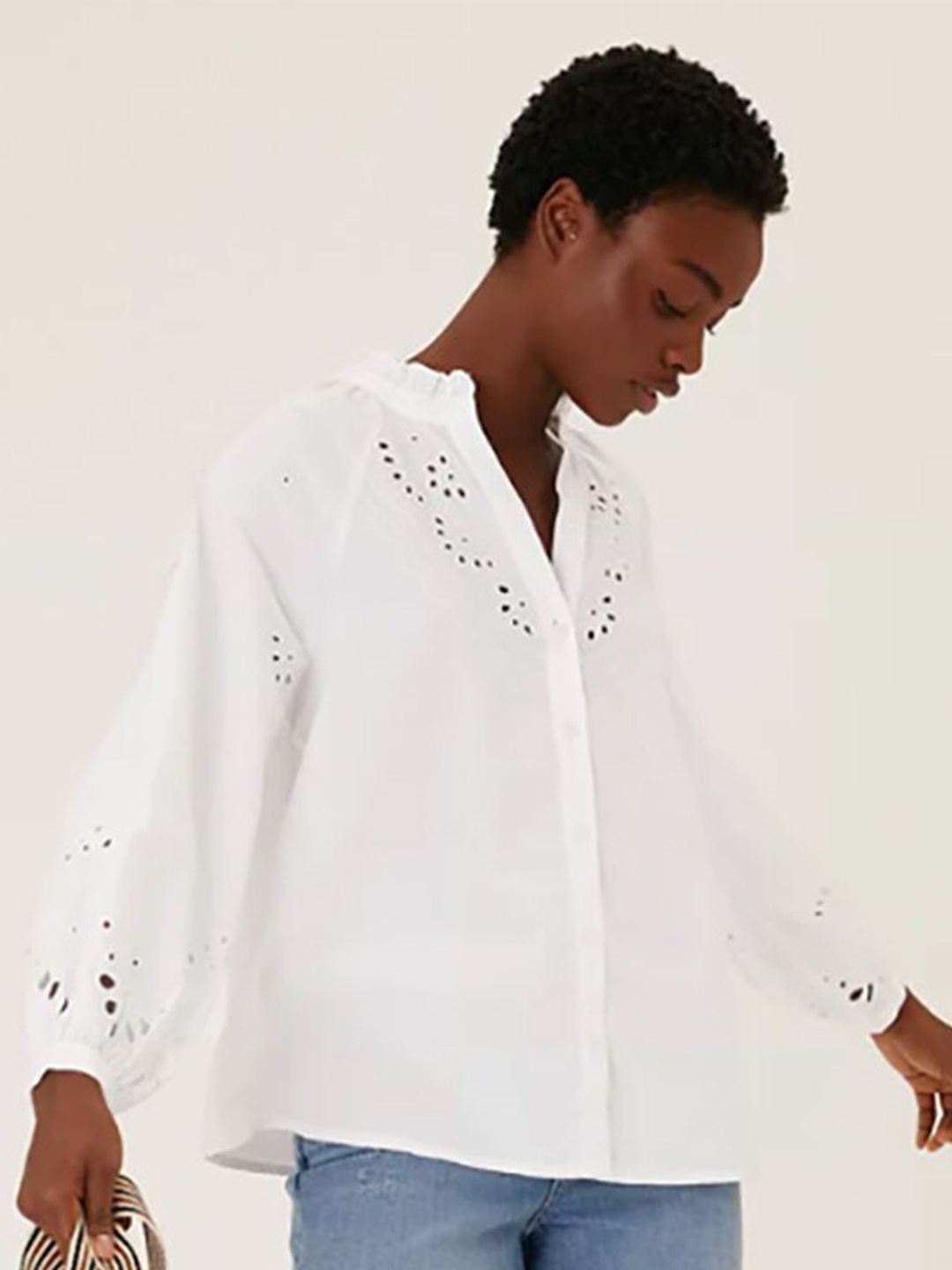 

Marks & Spencer White Mandarin Collar Top