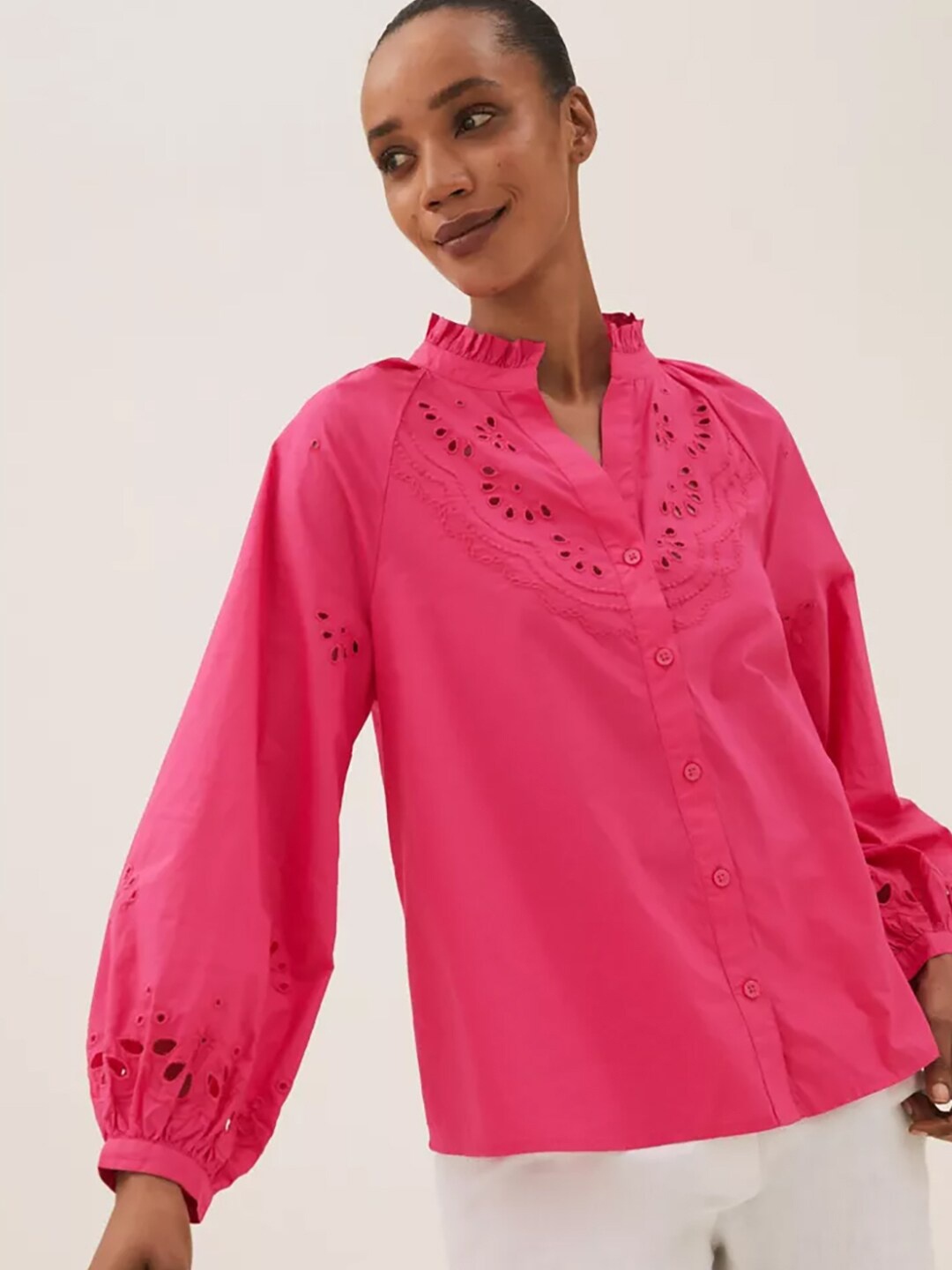 

Marks & Spencer Pink Embroidered Schiffli Top