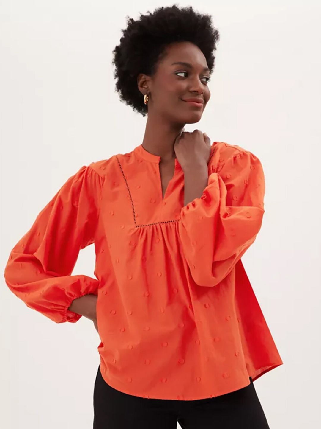 

Marks & Spencer Women Orange Styled Back Top