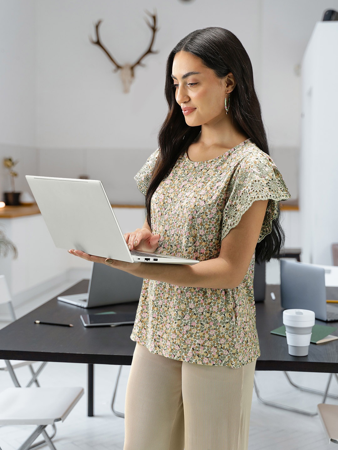 

Marks & Spencer Green Floral Printed Top