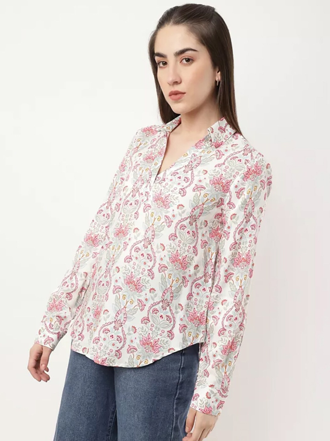 

Marks & Spencer White & Red Floral Print Top
