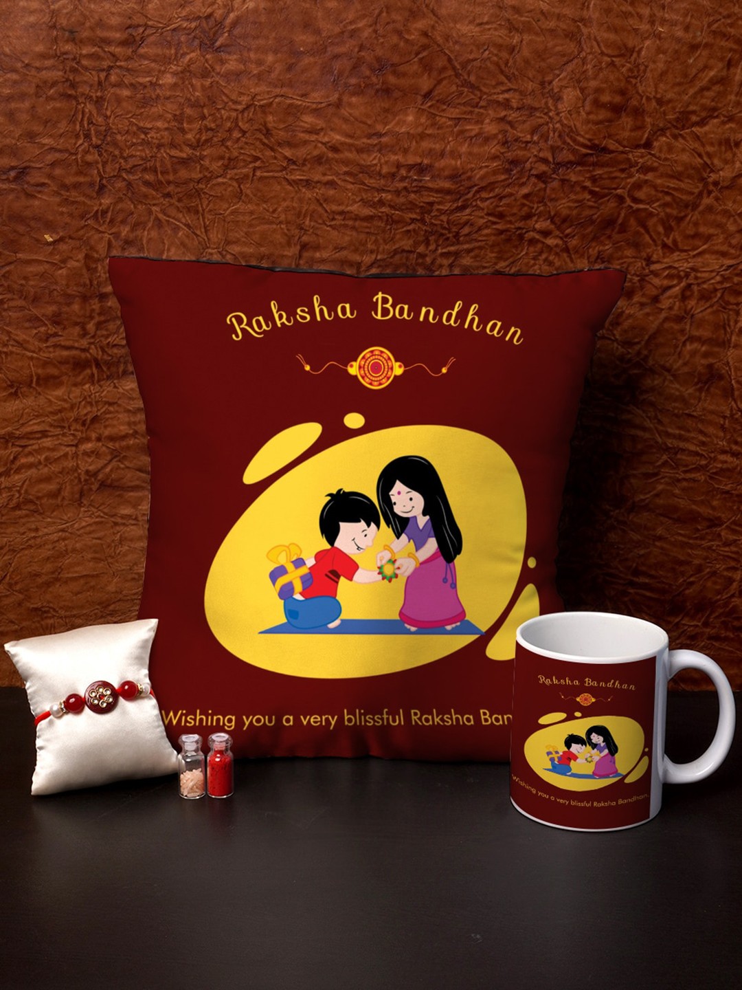 

Crazy Corner 3 Pieces Maroon Rakhi Combo