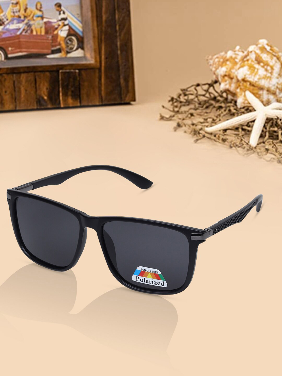 

ALIGATORR Unisex Black Lens & Black Rectangle Sunglasses with UV Protected Lens