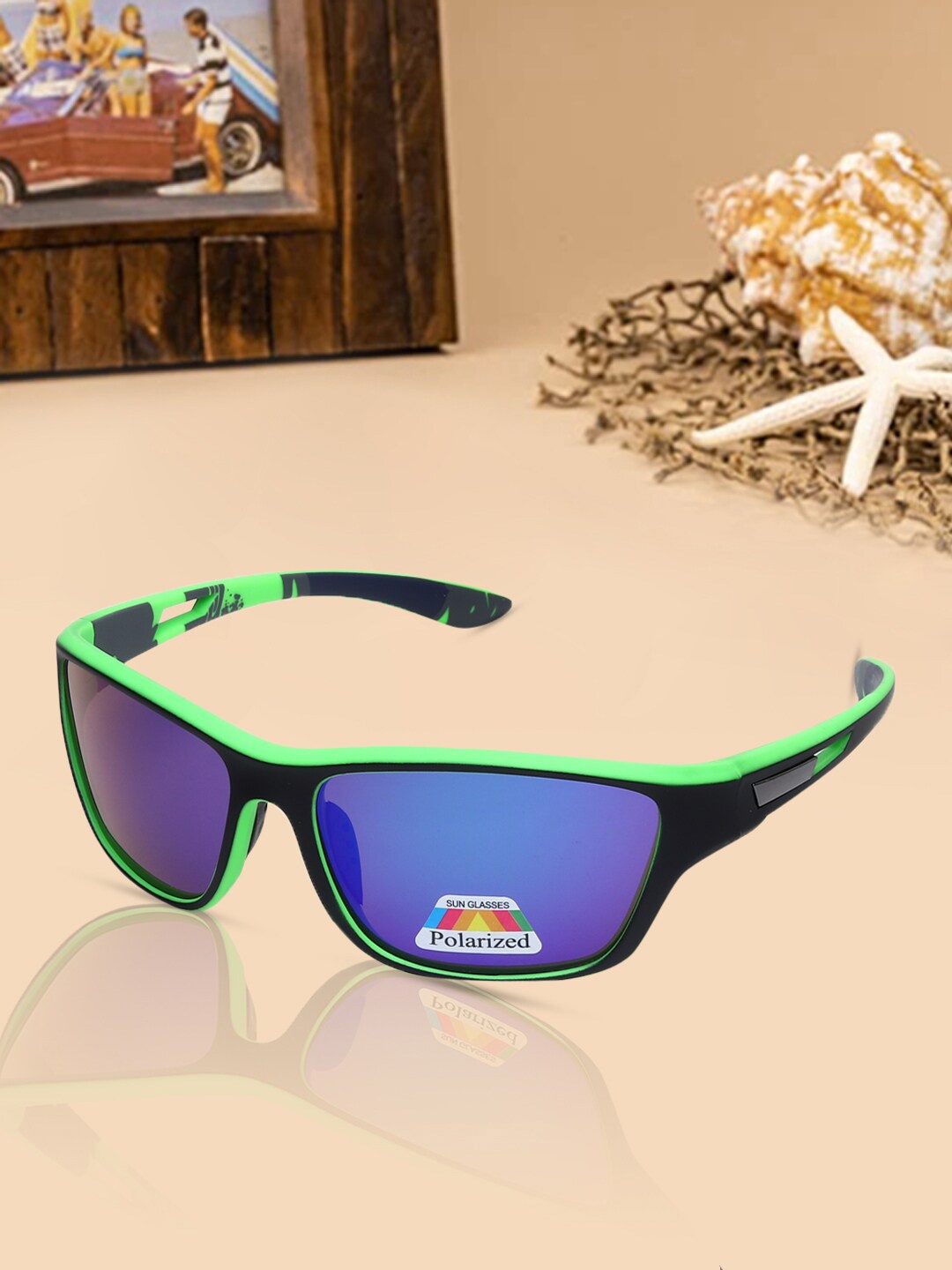 

ALIGATORR Unisex Blue Lens & Green Sports Sunglasses with UV Protected Lens