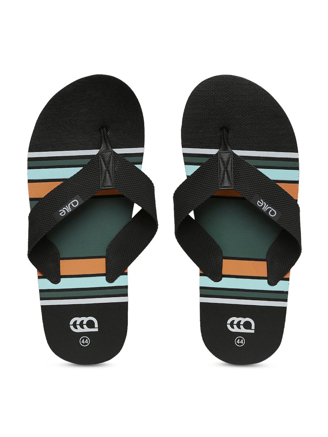 

Ajile by Pantaloons Men Black & Blue Striped Thong Flip-Flops